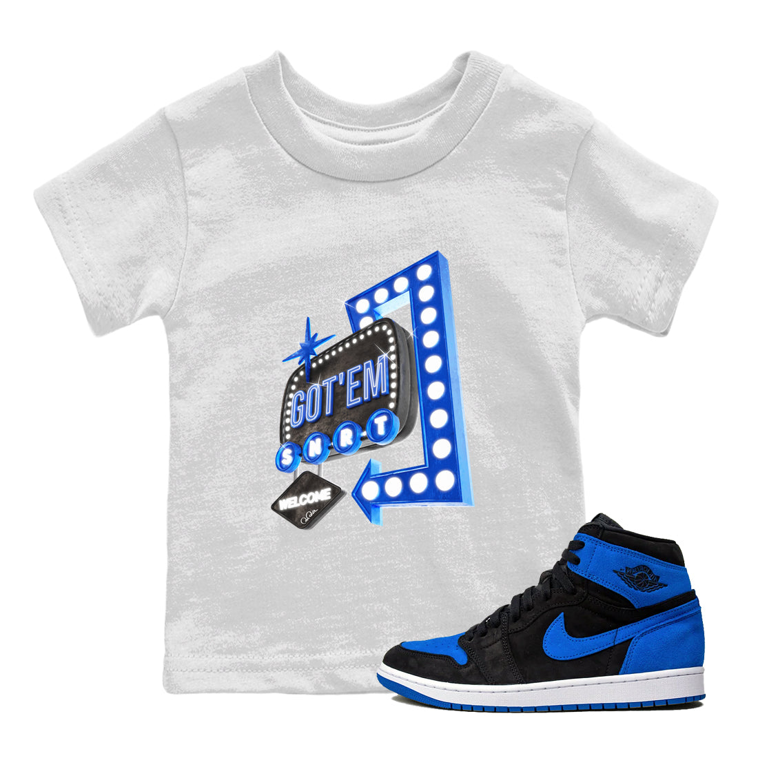 Retro Neon Sign snkmatch Tee Kids - Air Jordan 1 Royal Reimagined