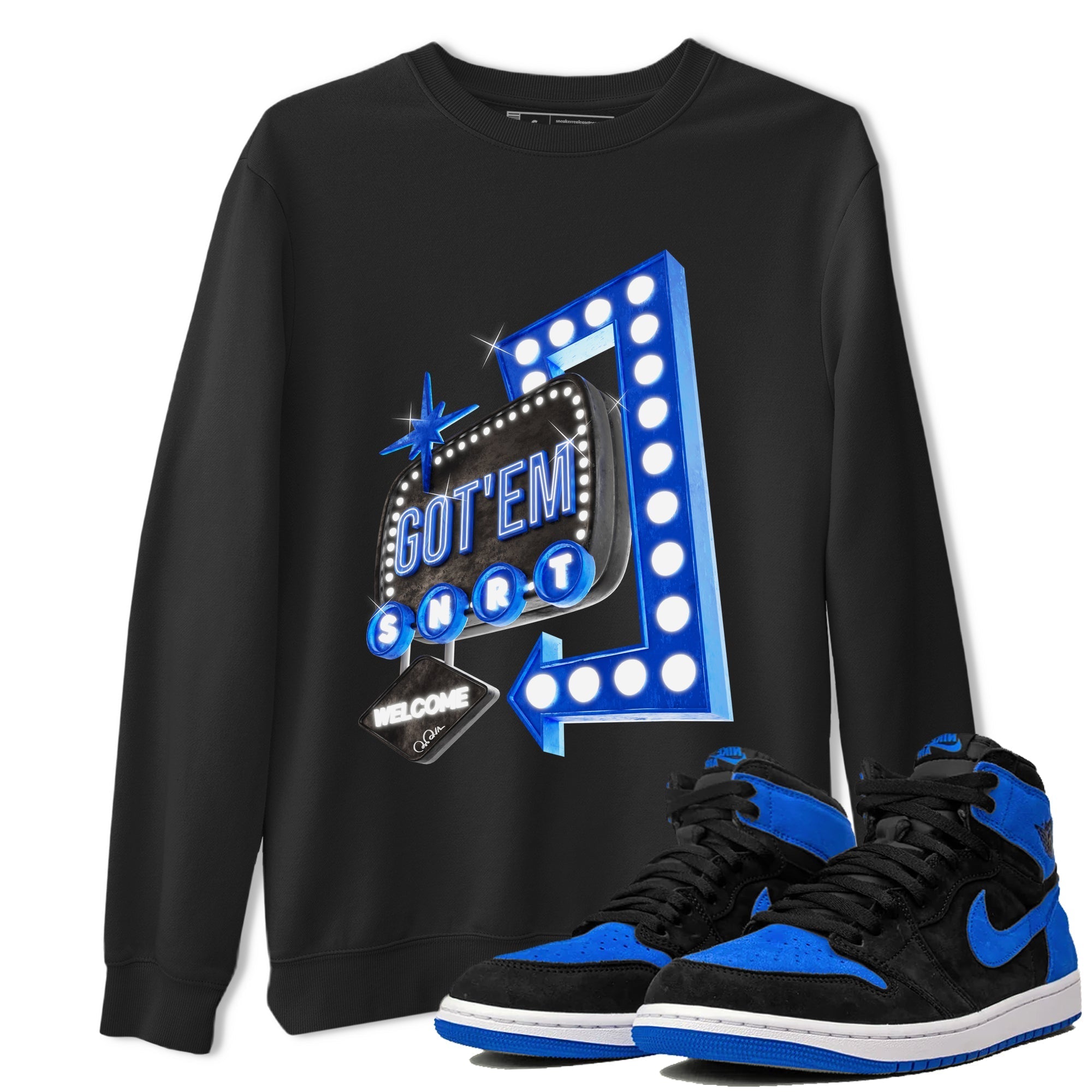 Retro Neon Sign snkmatch Tee - Air Jordan 1 Royal Reimagined
