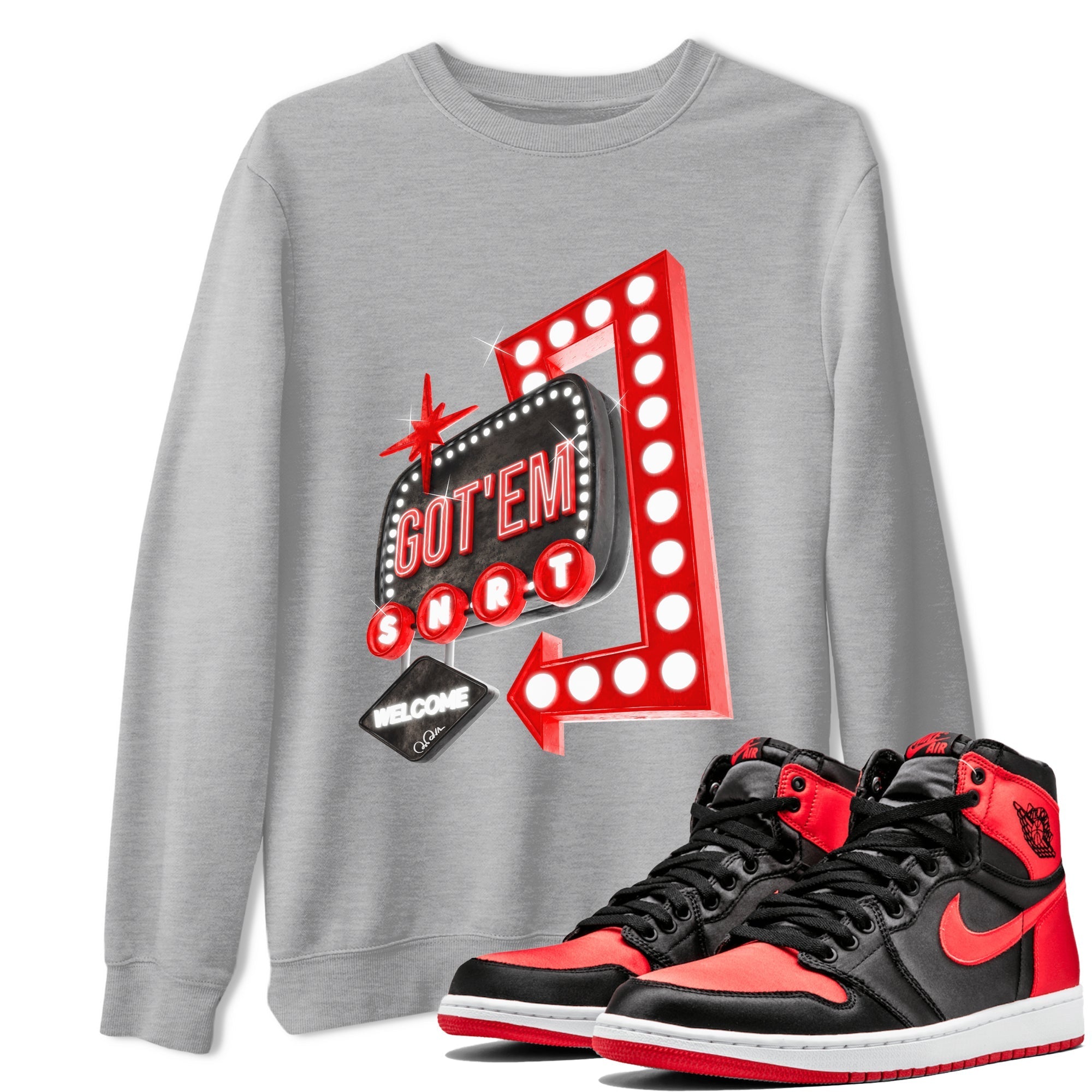 Retro Neon Sign snkmatch Tee - Air Jordan 1 Satin Bred