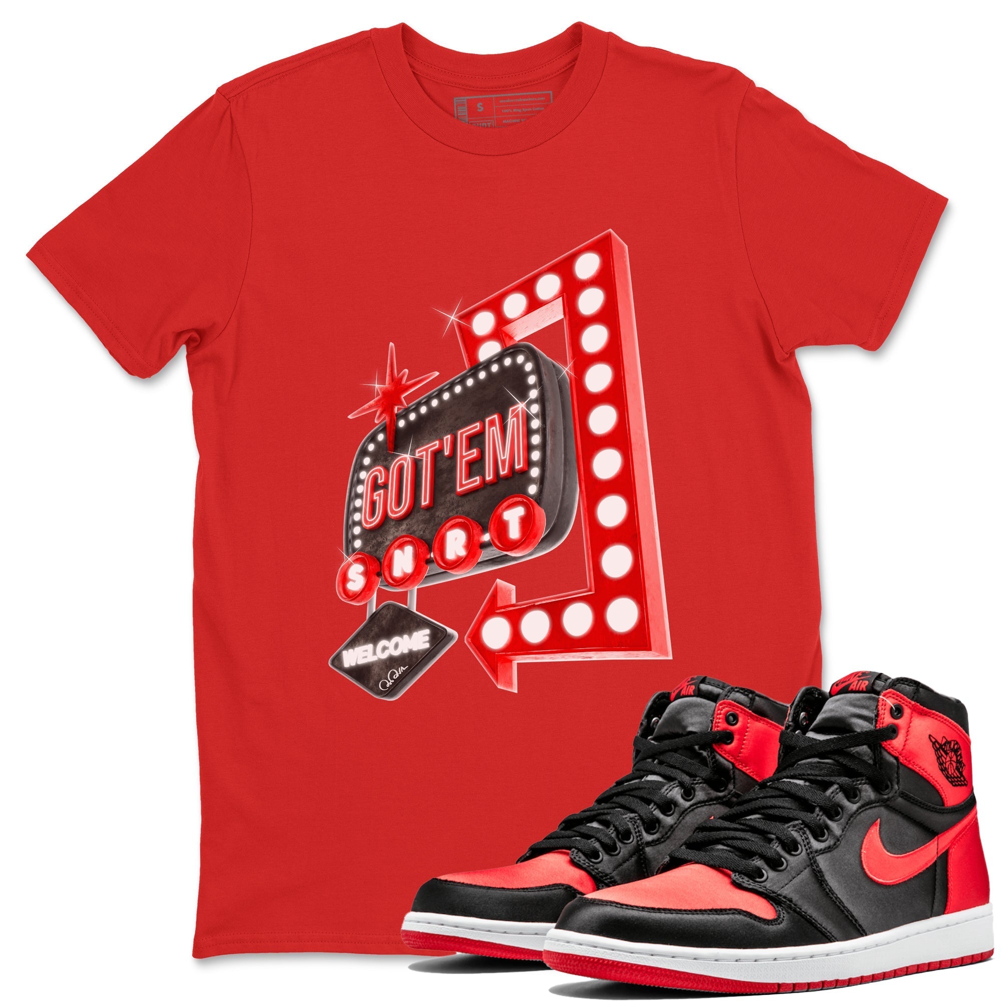 Retro Neon Sign snkmatch Tee - Air Jordan 1 Satin Bred