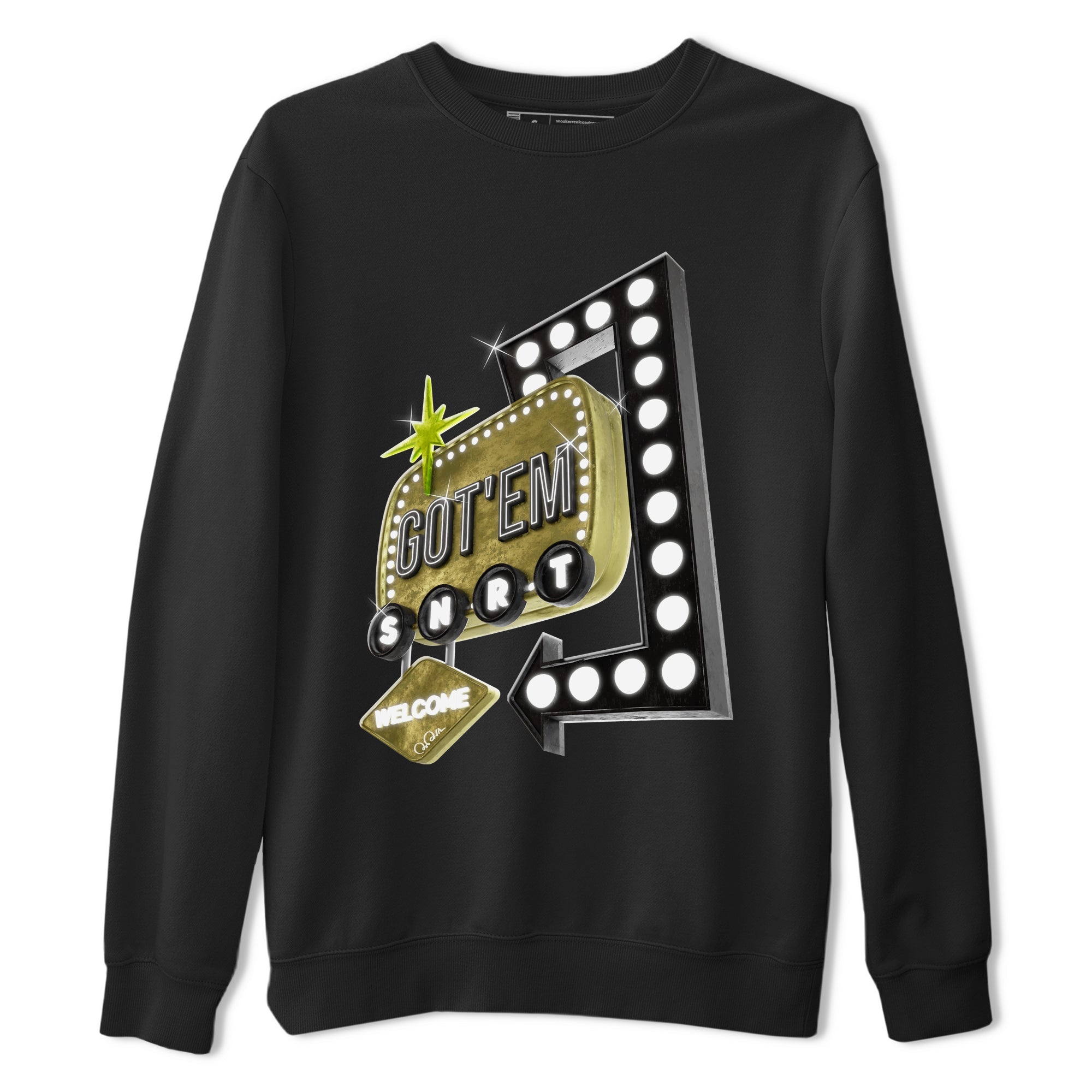 Retro Neon Sign snkmatch Tee - Air Jordan 1 Travis Scott Golf Olive