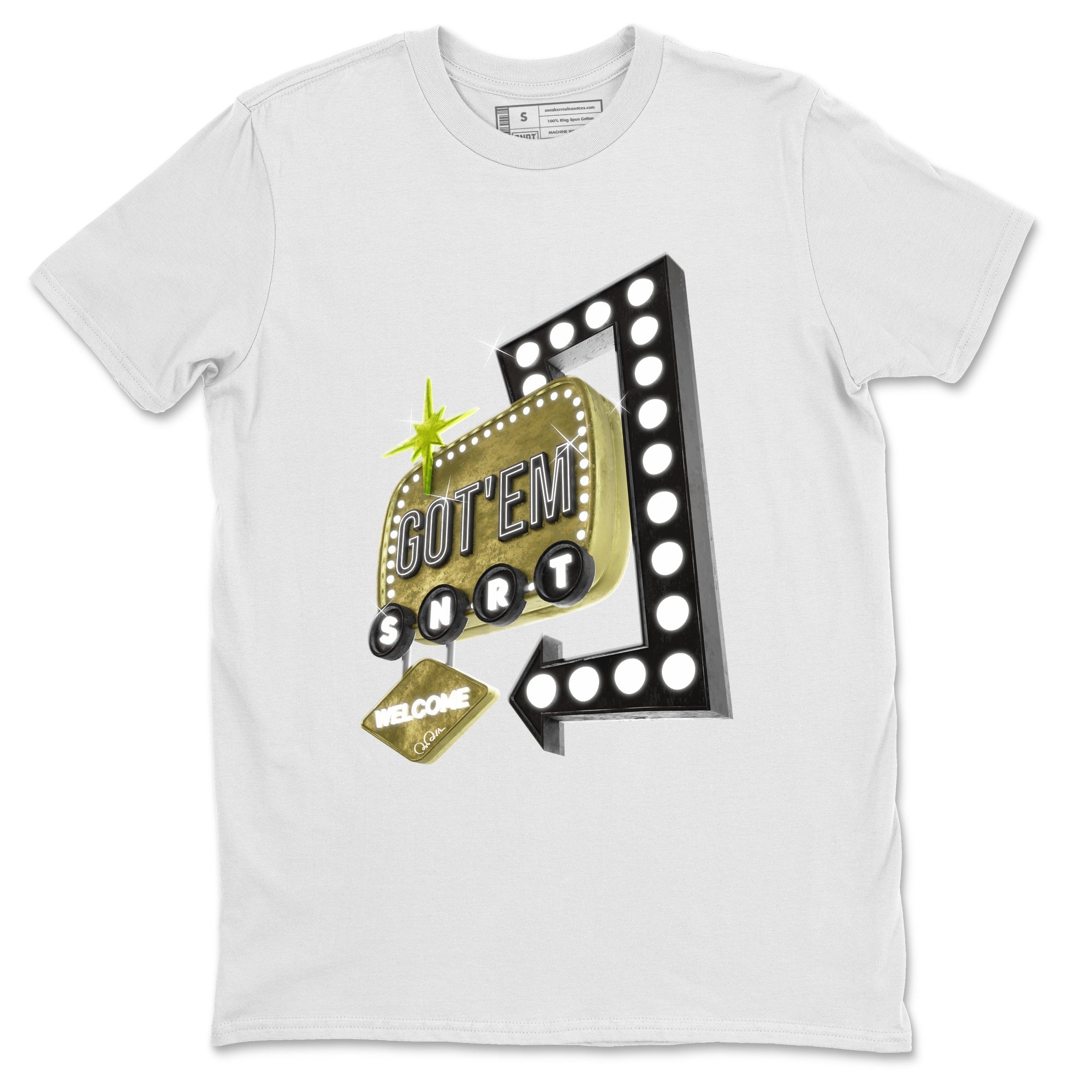 Retro Neon Sign snkmatch Tee - Air Jordan 1 Travis Scott Golf Olive