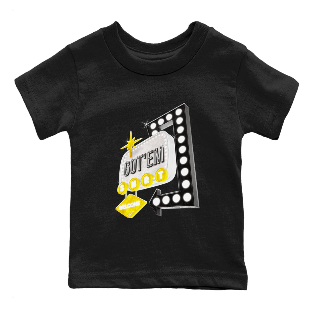 Retro Neon Sign snkmatch Tees Kids - Air Jordan 1 Yellow Ochre