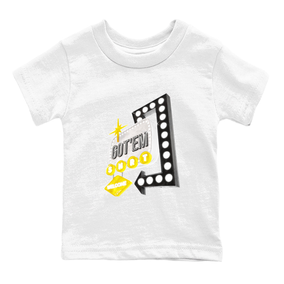 Retro Neon Sign snkmatch Tees Kids - Air Jordan 1 Yellow Ochre