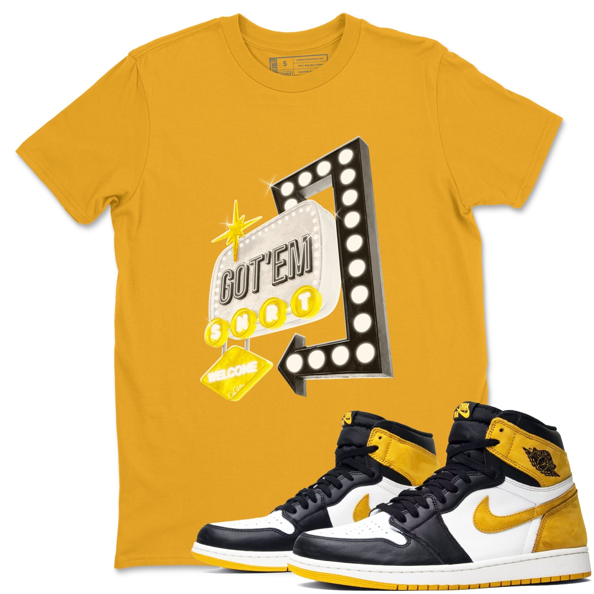 Retro Neon Sign snkmatch Tees - Air Jordan 1 Yellow Ochre