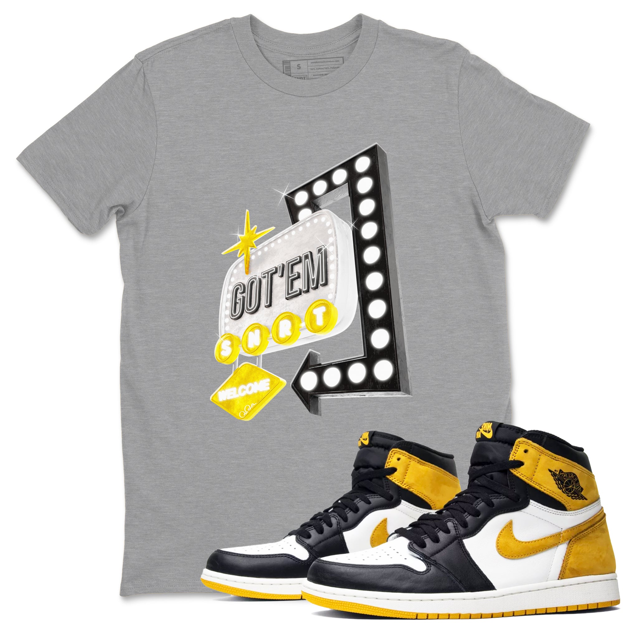 Retro Neon Sign snkmatch Tees - Air Jordan 1 Yellow Ochre