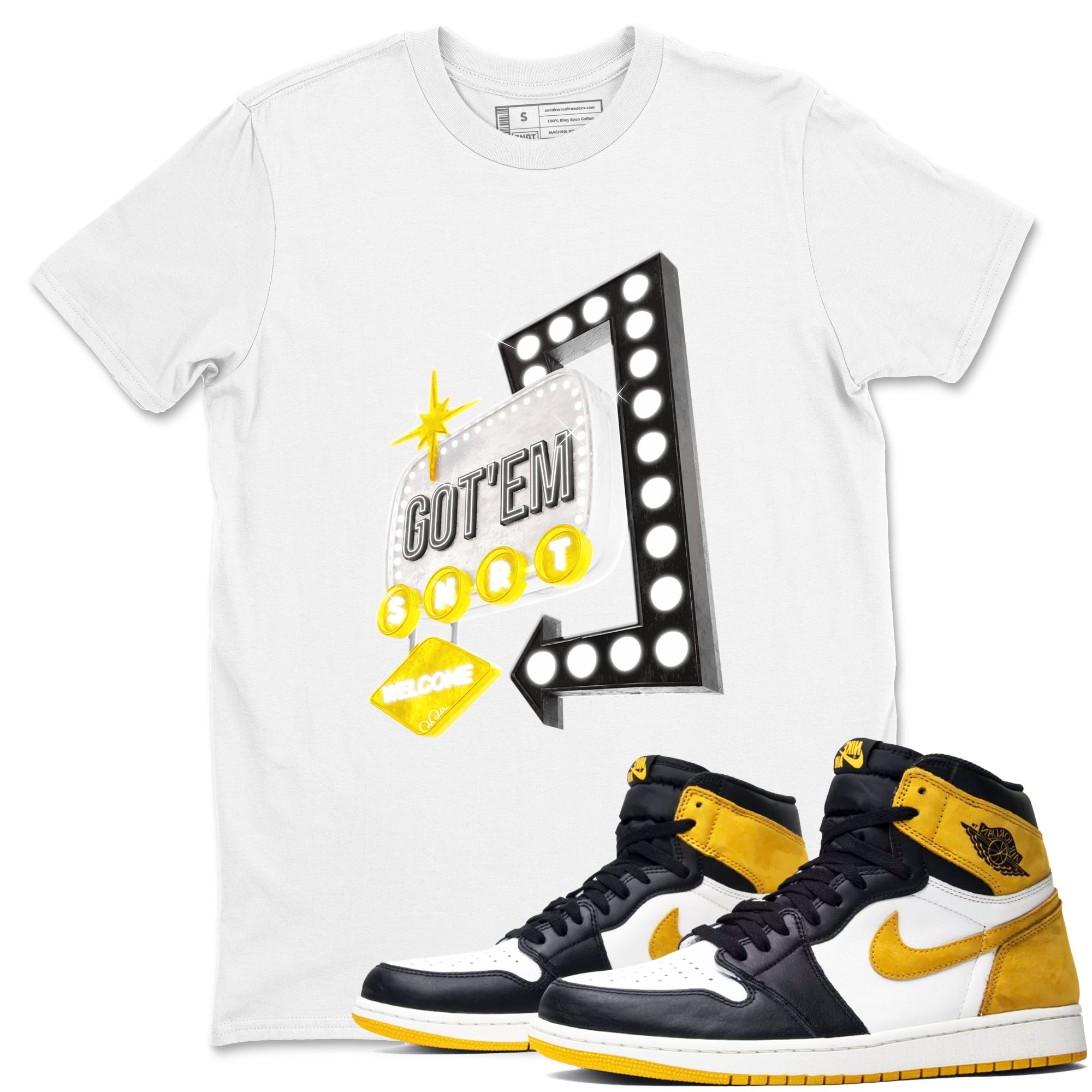 Retro Neon Sign snkmatch Tees - Air Jordan 1 Yellow Ochre