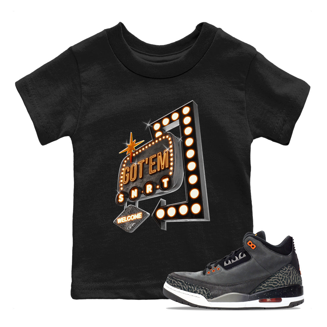 Retro Neon Sign snkmatch Tee Kids - Air Jordan 3 Fear