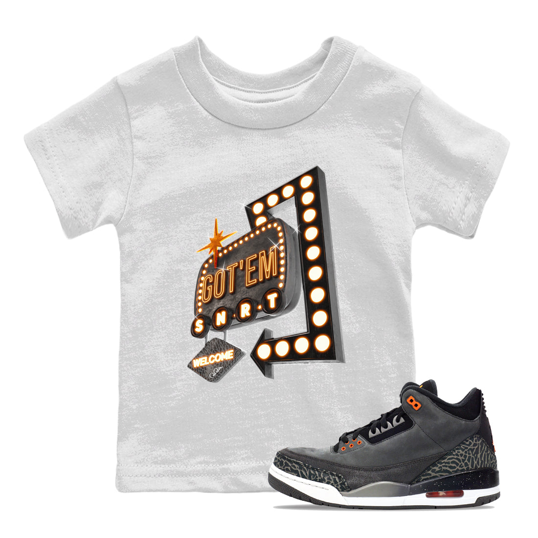 Retro Neon Sign snkmatch Tee Kids - Air Jordan 3 Fear