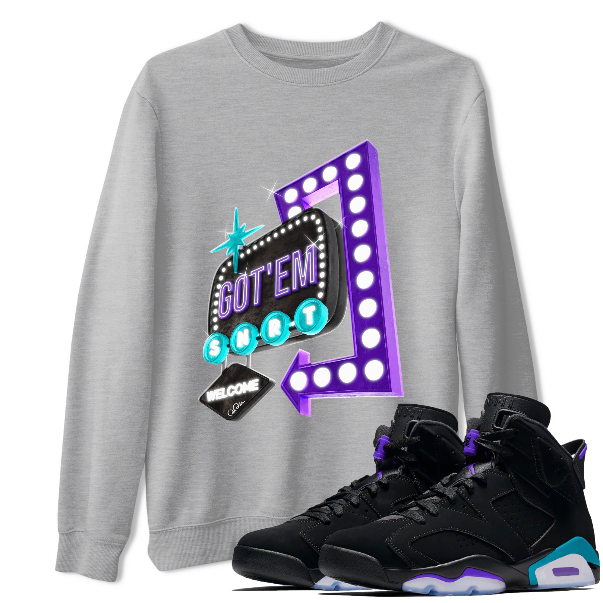 Retro Neon Sign snkmatch Tee - Air Jordan 6 Aqua