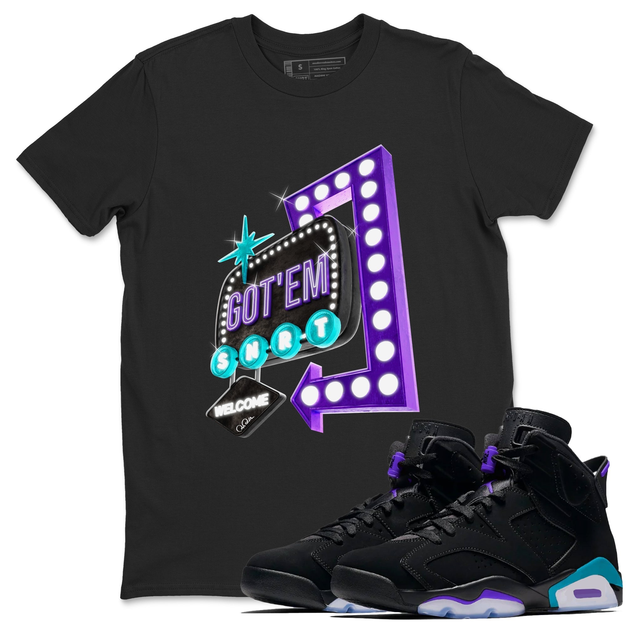 Retro Neon Sign snkmatch Tee - Air Jordan 6 Aqua