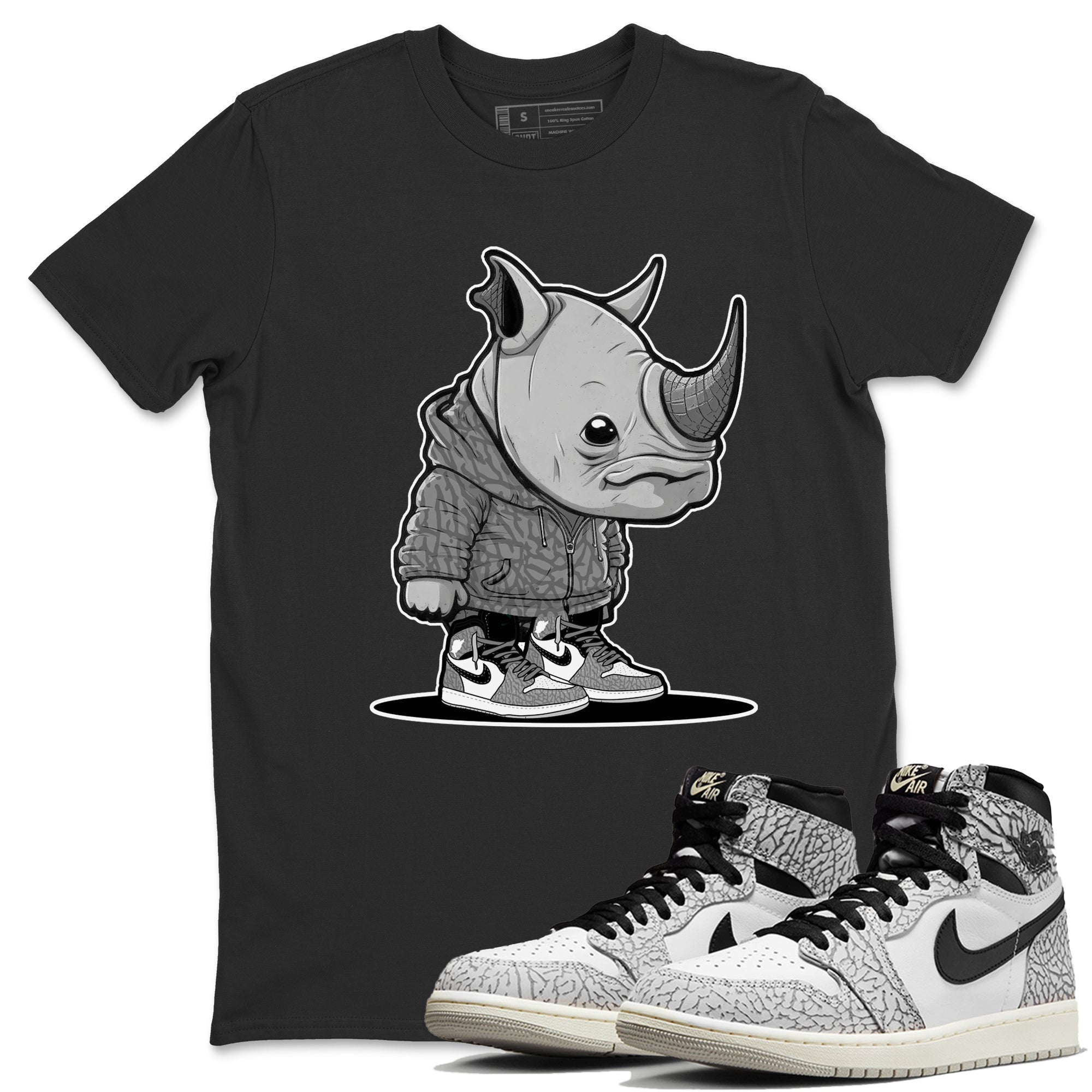 Rhino Boy Unisex Tops - Air Jordan 1 White Cement