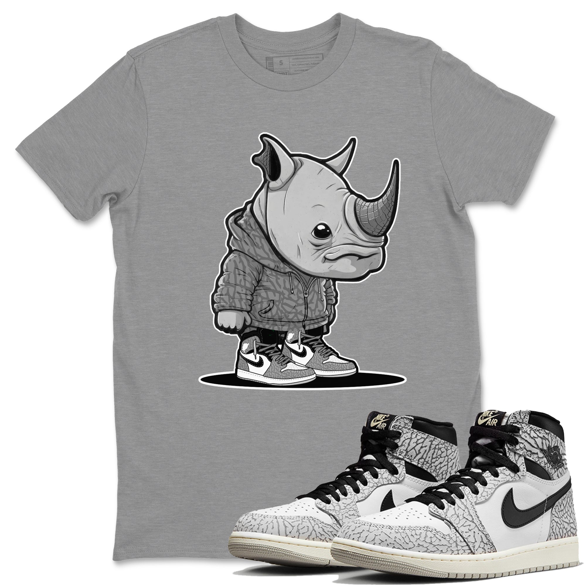 Rhino Boy Unisex Tops - Air Jordan 1 White Cement