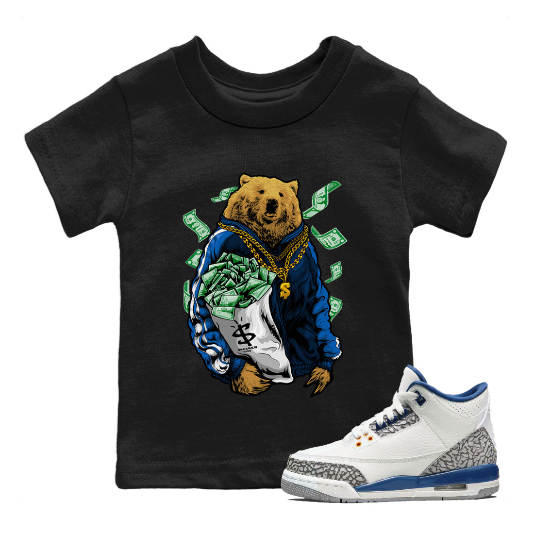 Rich Bear Kids Tops - Air Jordan 3 Wizards