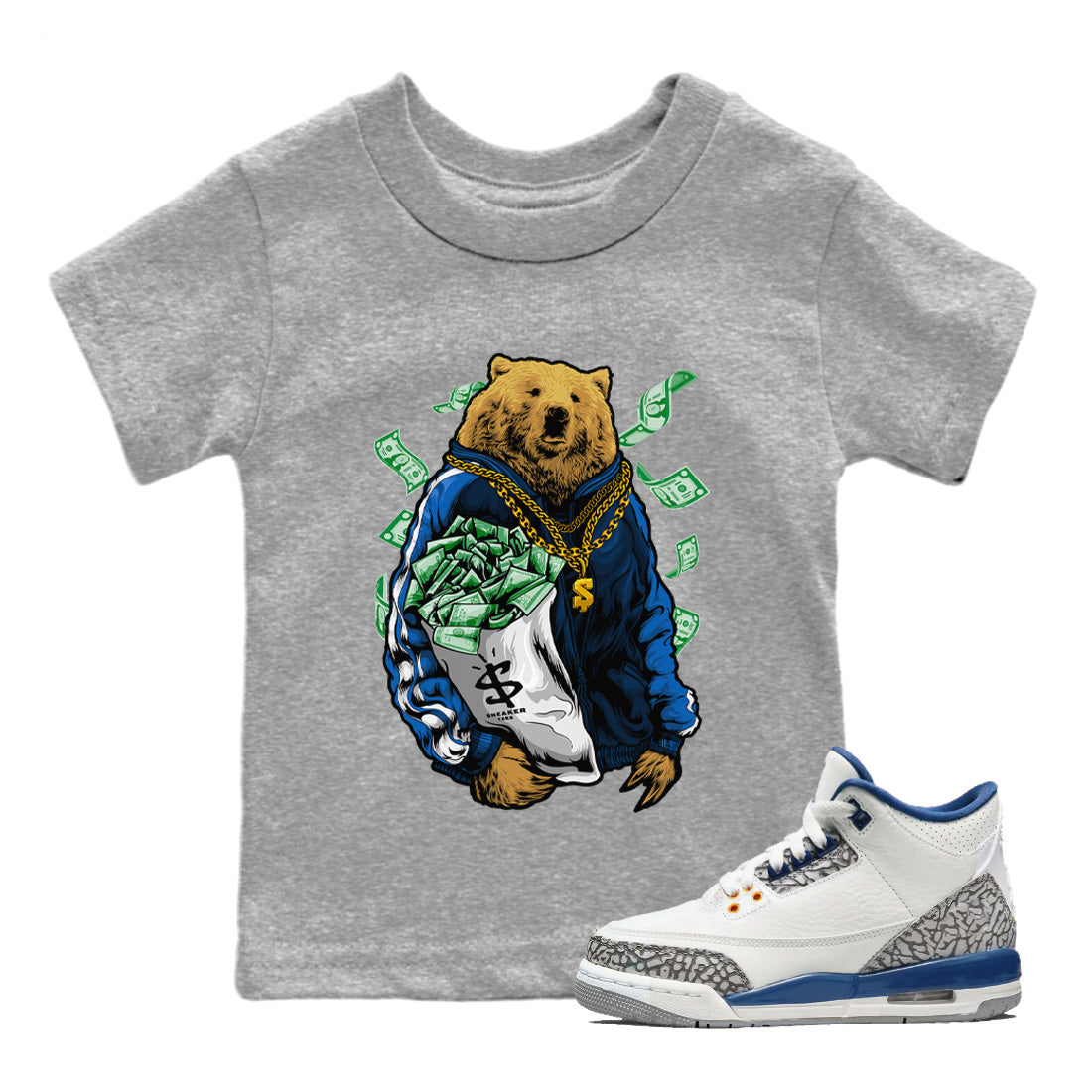 Rich Bear Kids Tops - Air Jordan 3 Wizards