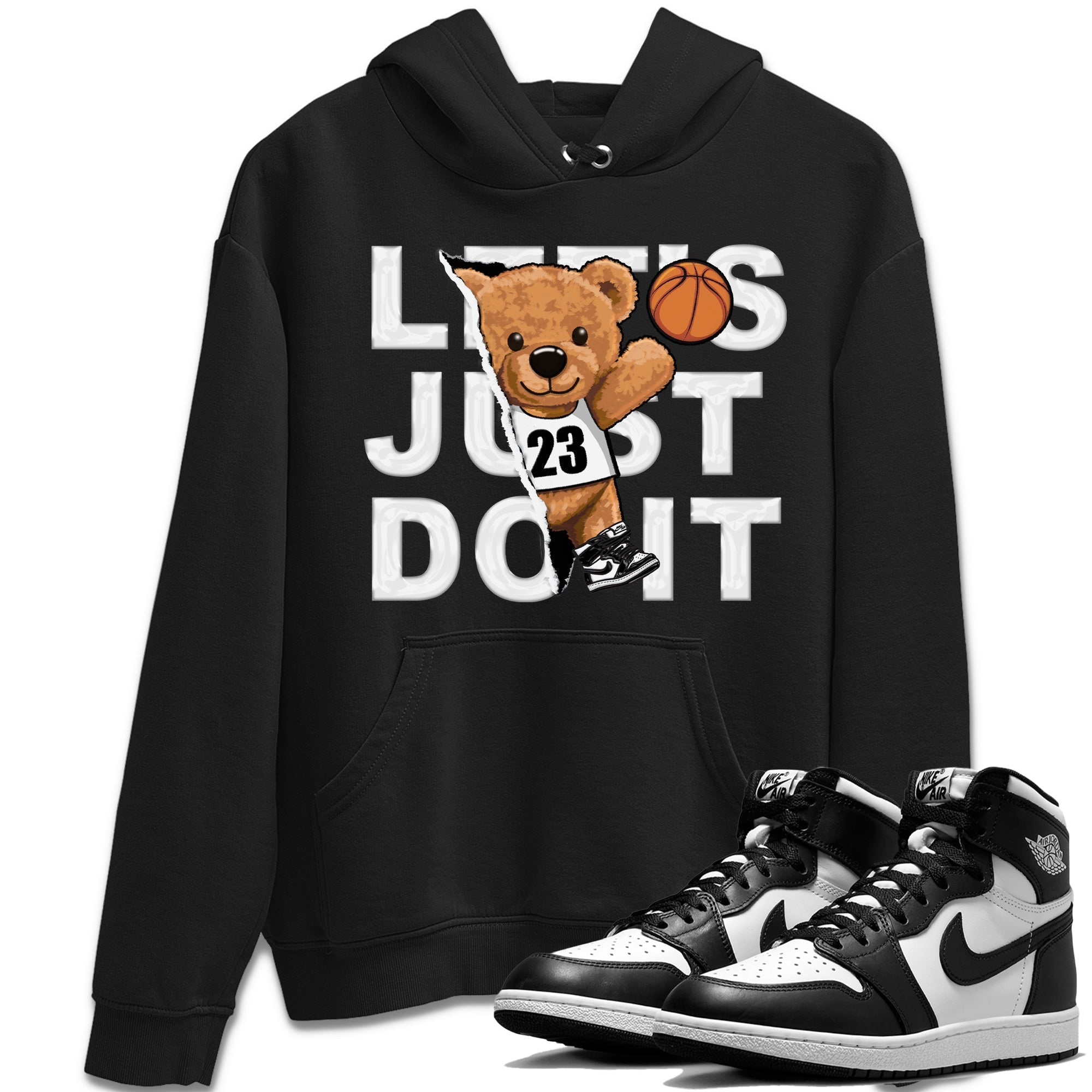 Rip Out Bear Unisex Tops - Air Jordan 1 Black White