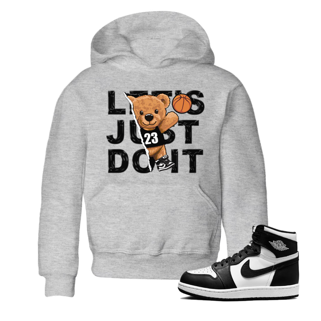 Rip Out Bear Kids Tops - Air Jordan 1 Black White