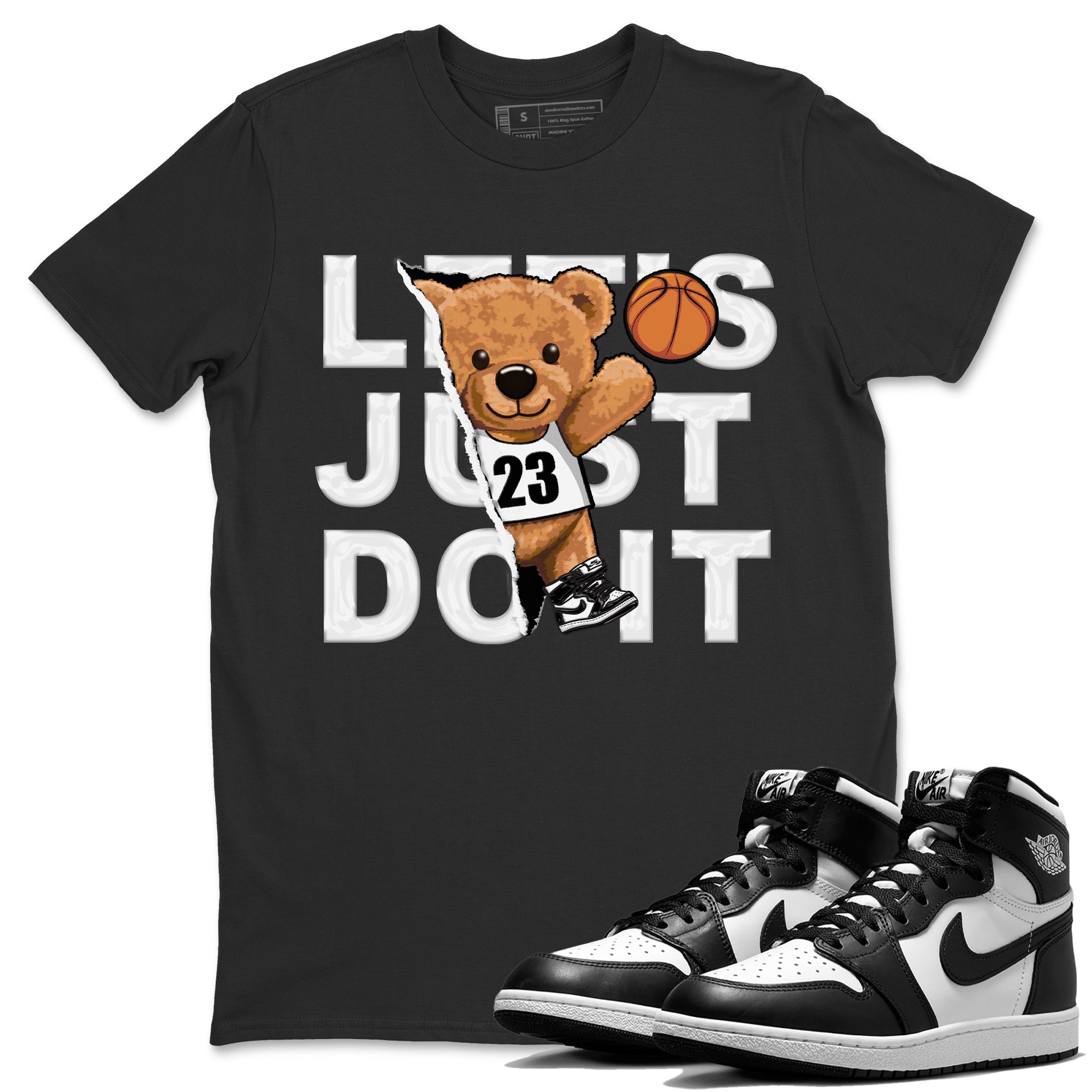 Rip Out Bear Unisex Tops - Air Jordan 1 Black White