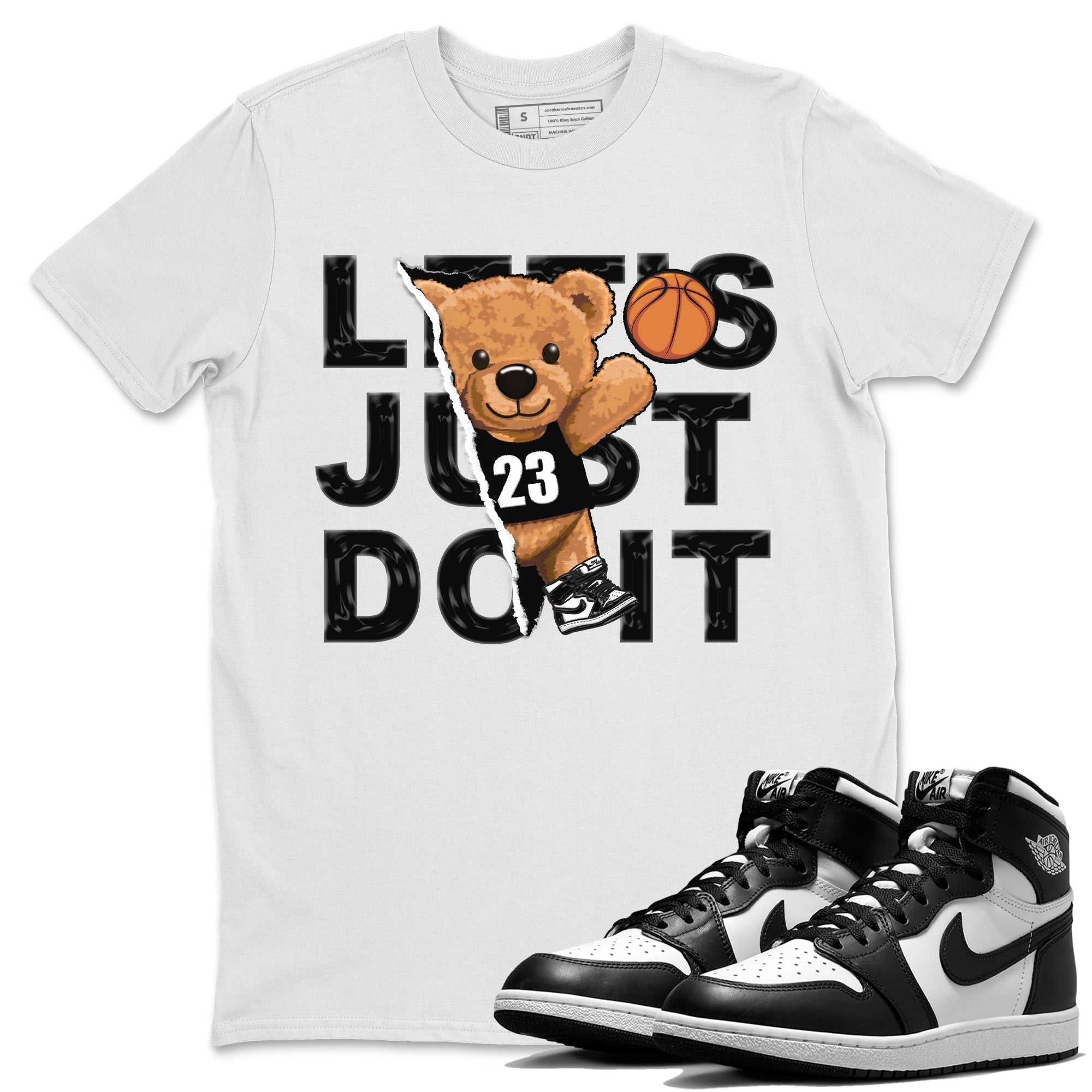 Rip Out Bear Unisex Tops - Air Jordan 1 Black White