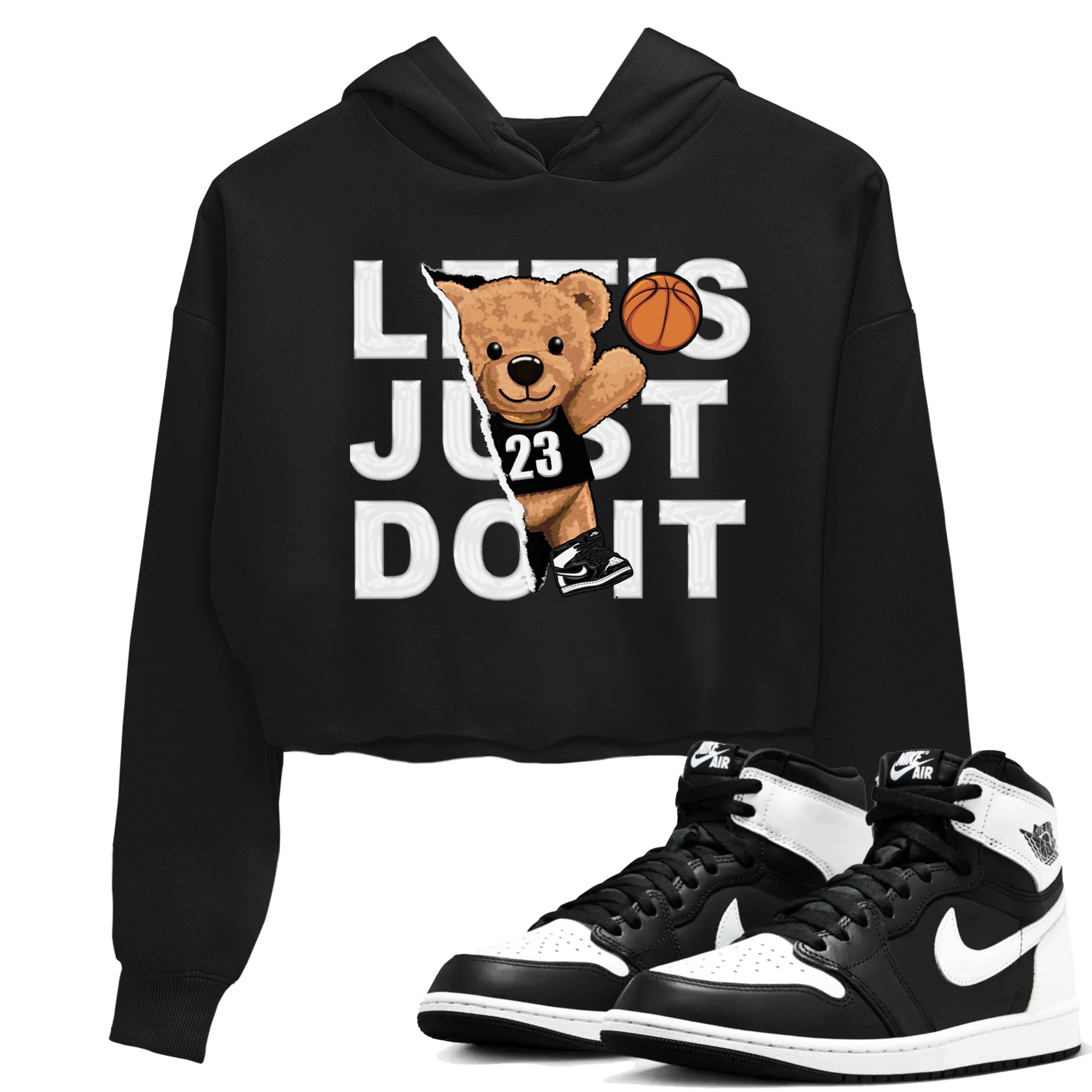 Rip Out Bear snkmatch Women's Top - Air Jordan 1 Black White