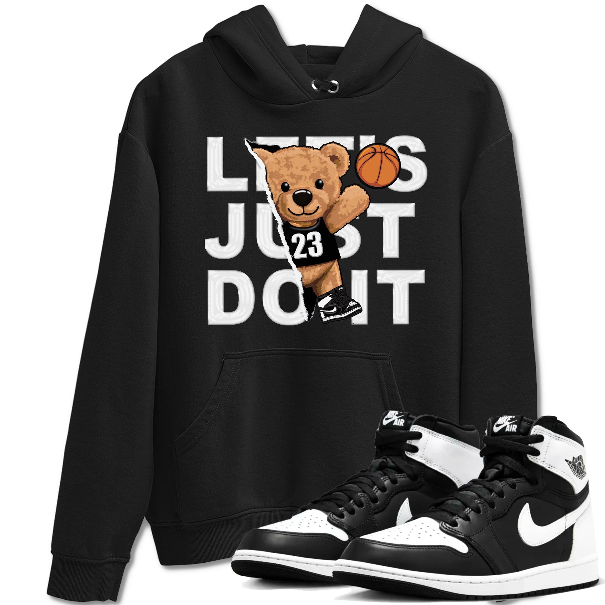 Rip Out Bear snkmatch Tees - Air Jordan 1 Black White