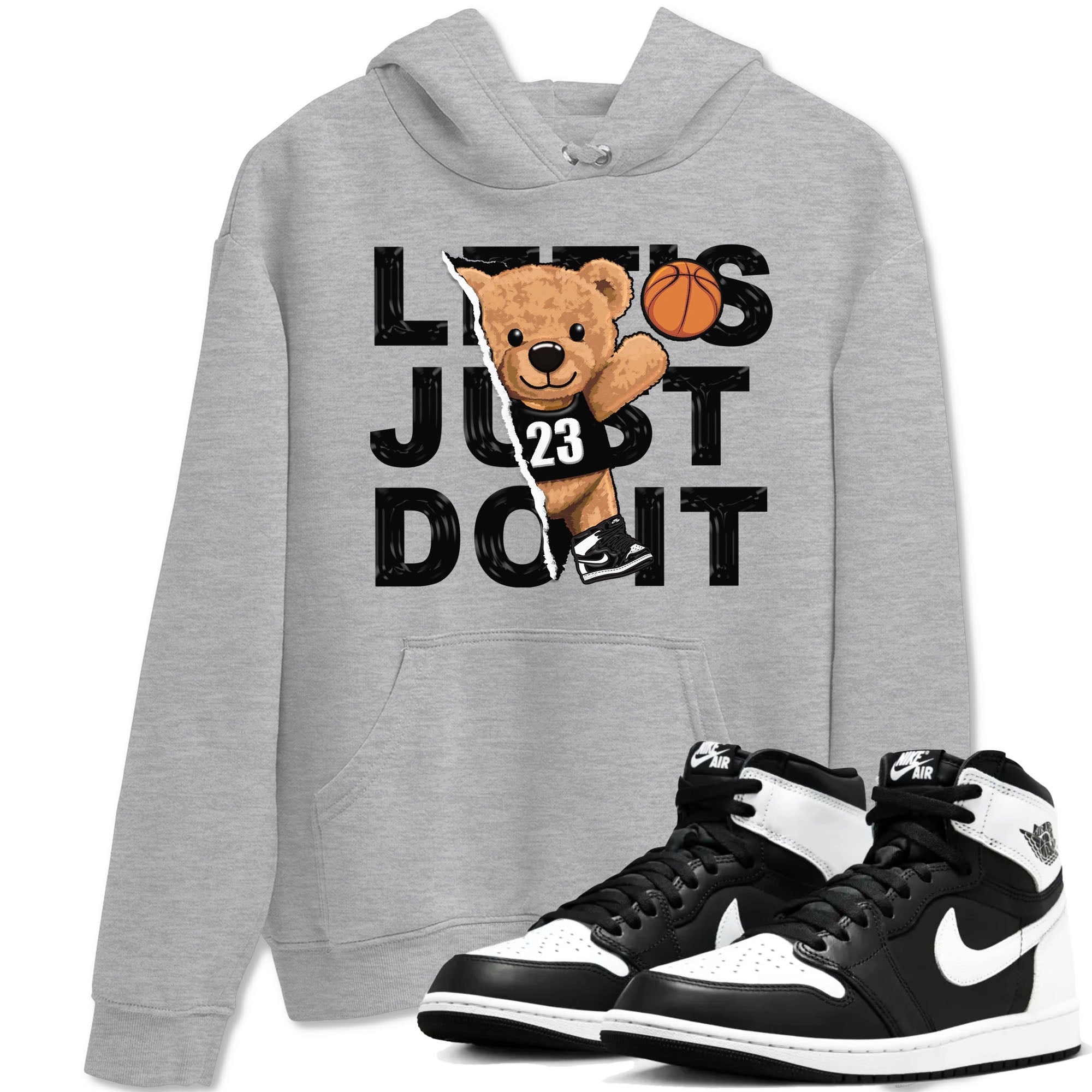 Rip Out Bear snkmatch Tees - Air Jordan 1 Black White