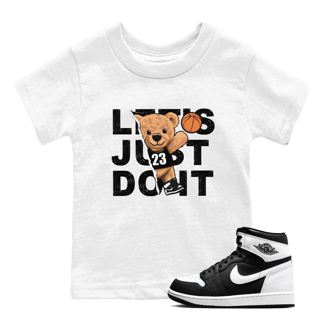 Rip Out Bear snkmatch Tees Kids - Air Jordan 1 Black White