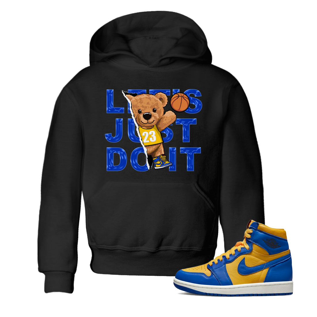 Rip Out Bear Kids Tops - Air Jordan 1 Game Royal Varsity Maize