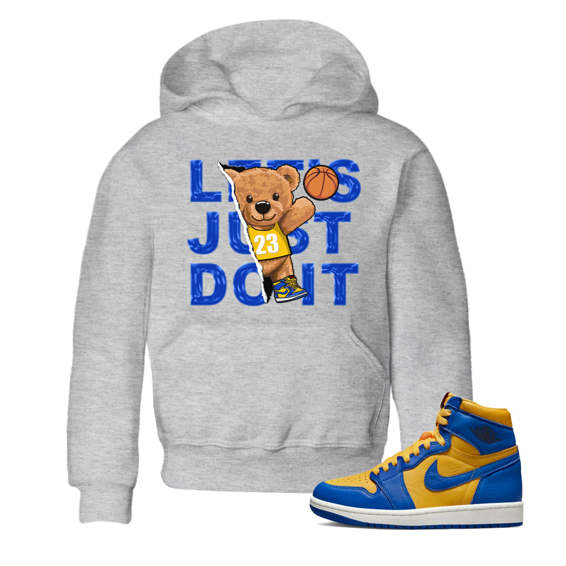 Rip Out Bear Kids Tops - Air Jordan 1 Game Royal Varsity Maize