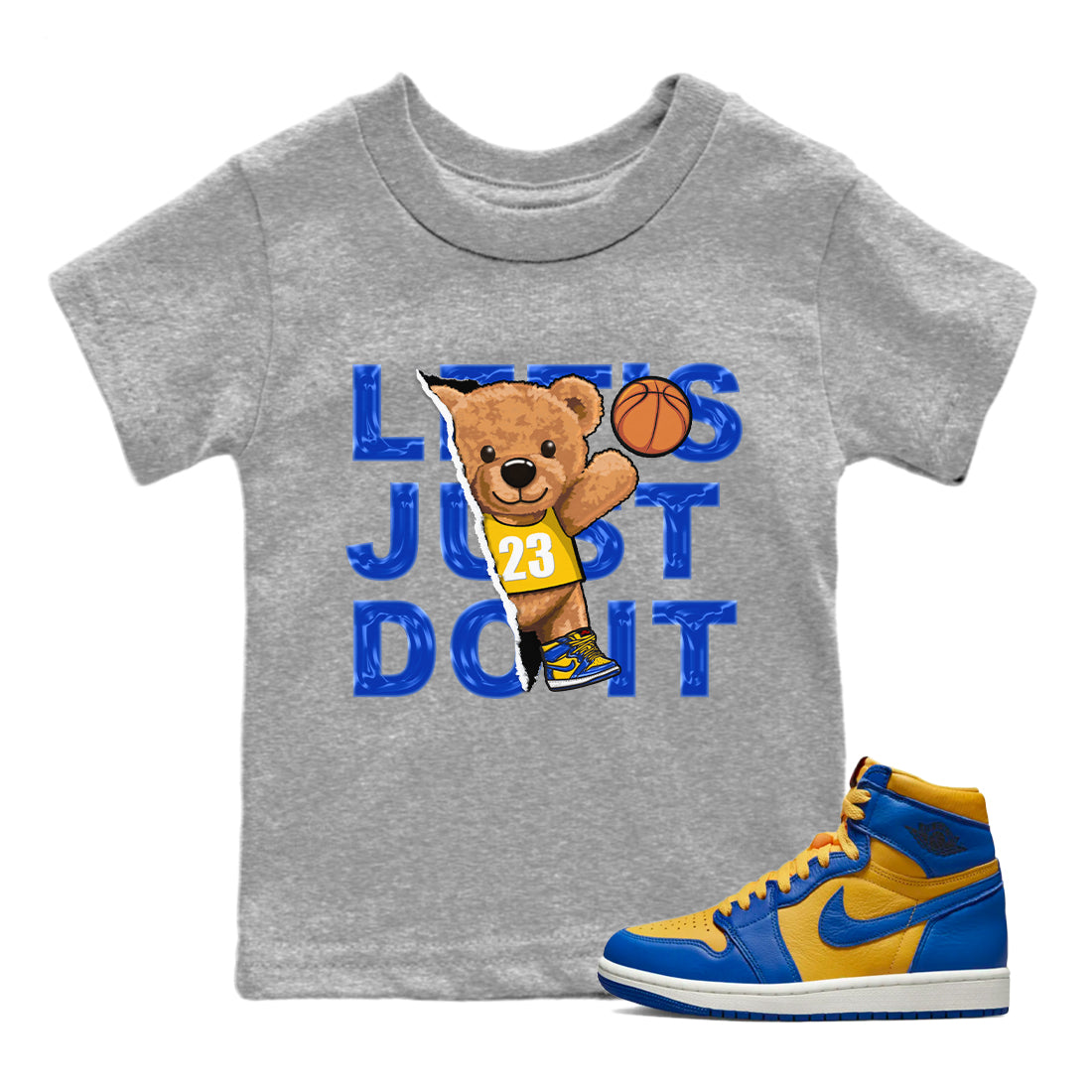 Rip Out Bear Kids Tops - Air Jordan 1 Game Royal Varsity Maize