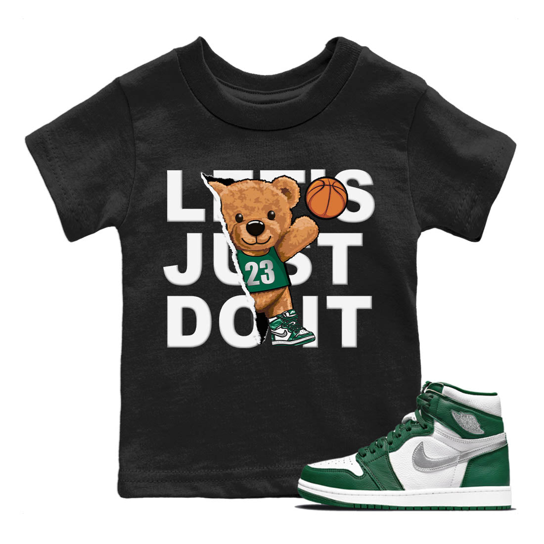 Rip Out Bear Kids Tops - Air Jordan 1 Gorge Green