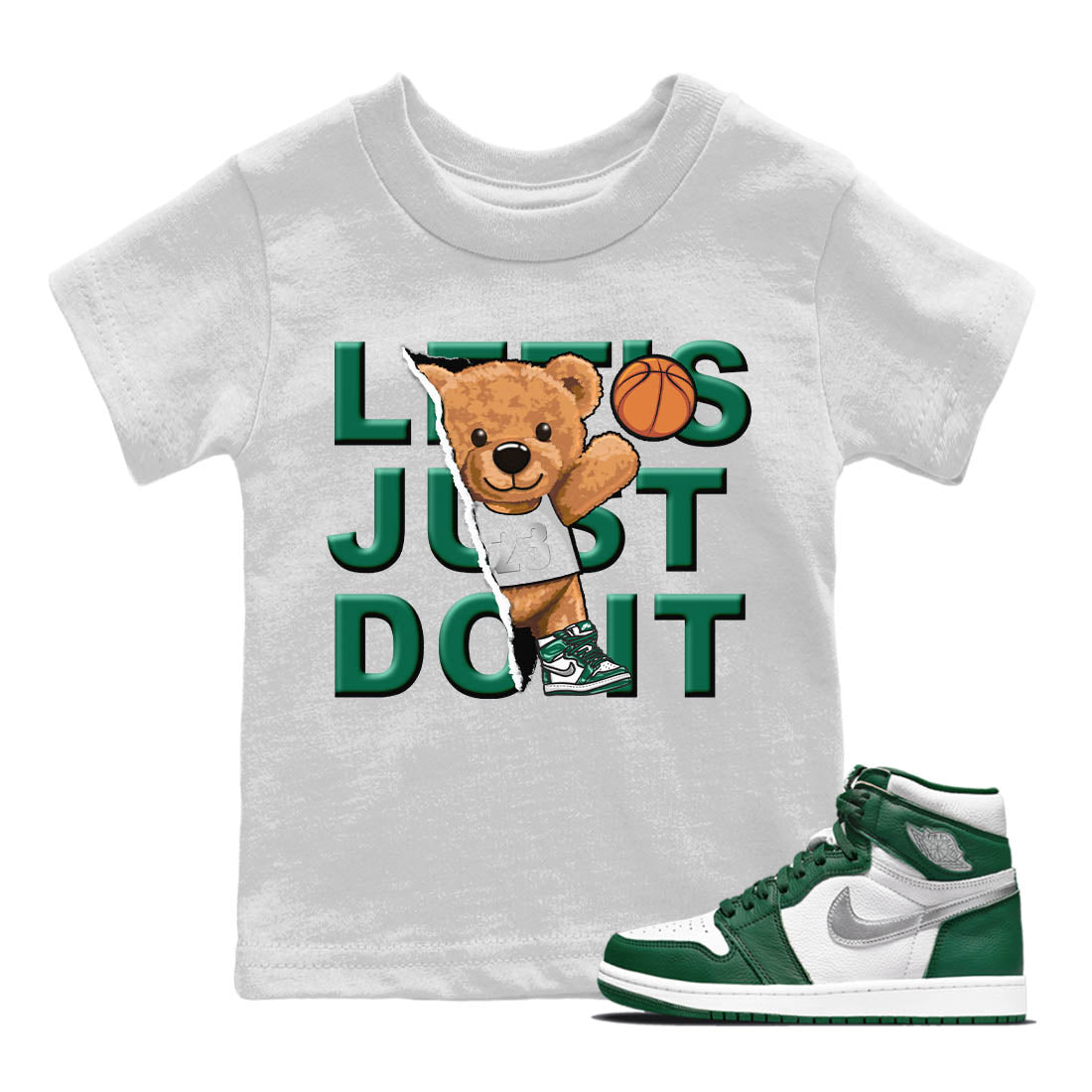 Rip Out Bear Kids Tops - Air Jordan 1 Gorge Green