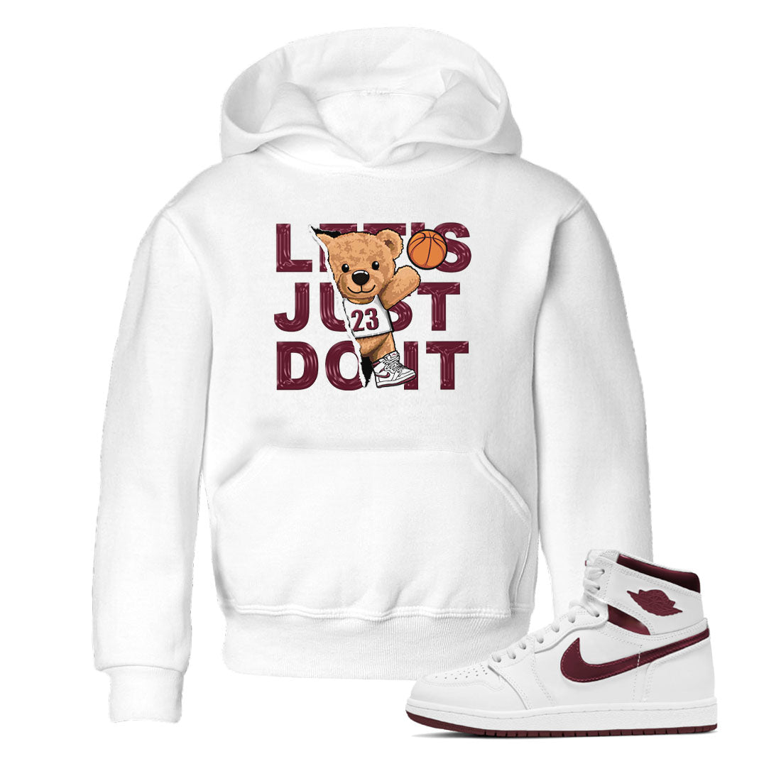 Rip Out Bear snkmatch Tees Kids - Air Jordan 1 Metallic Burgundy
