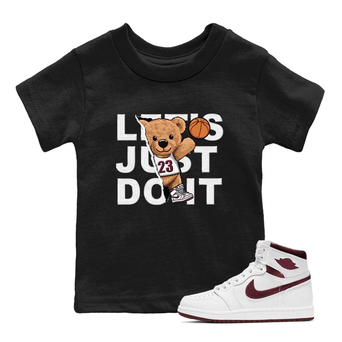 Rip Out Bear snkmatch Tees Kids - Air Jordan 1 Metallic Burgundy