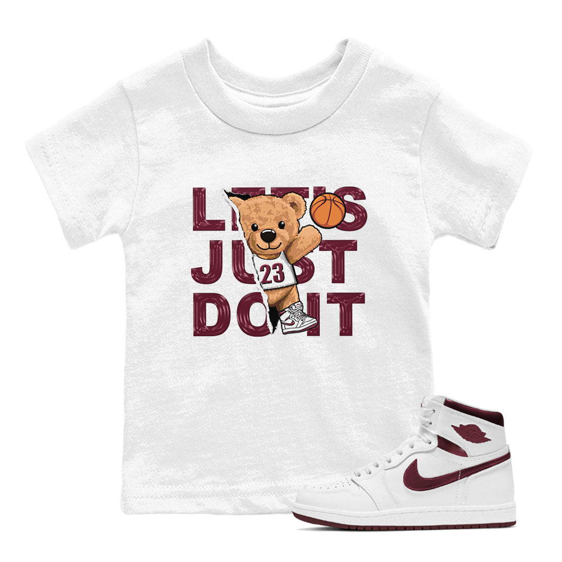 Rip Out Bear snkmatch Tees Kids - Air Jordan 1 Metallic Burgundy