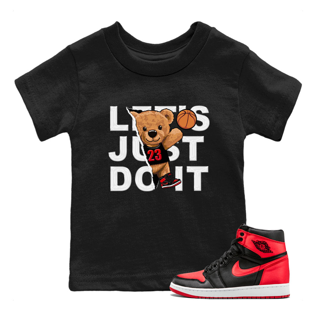 Rip Out Bear snkmatch Tee Kids - Air Jordan 1 Satin Bred