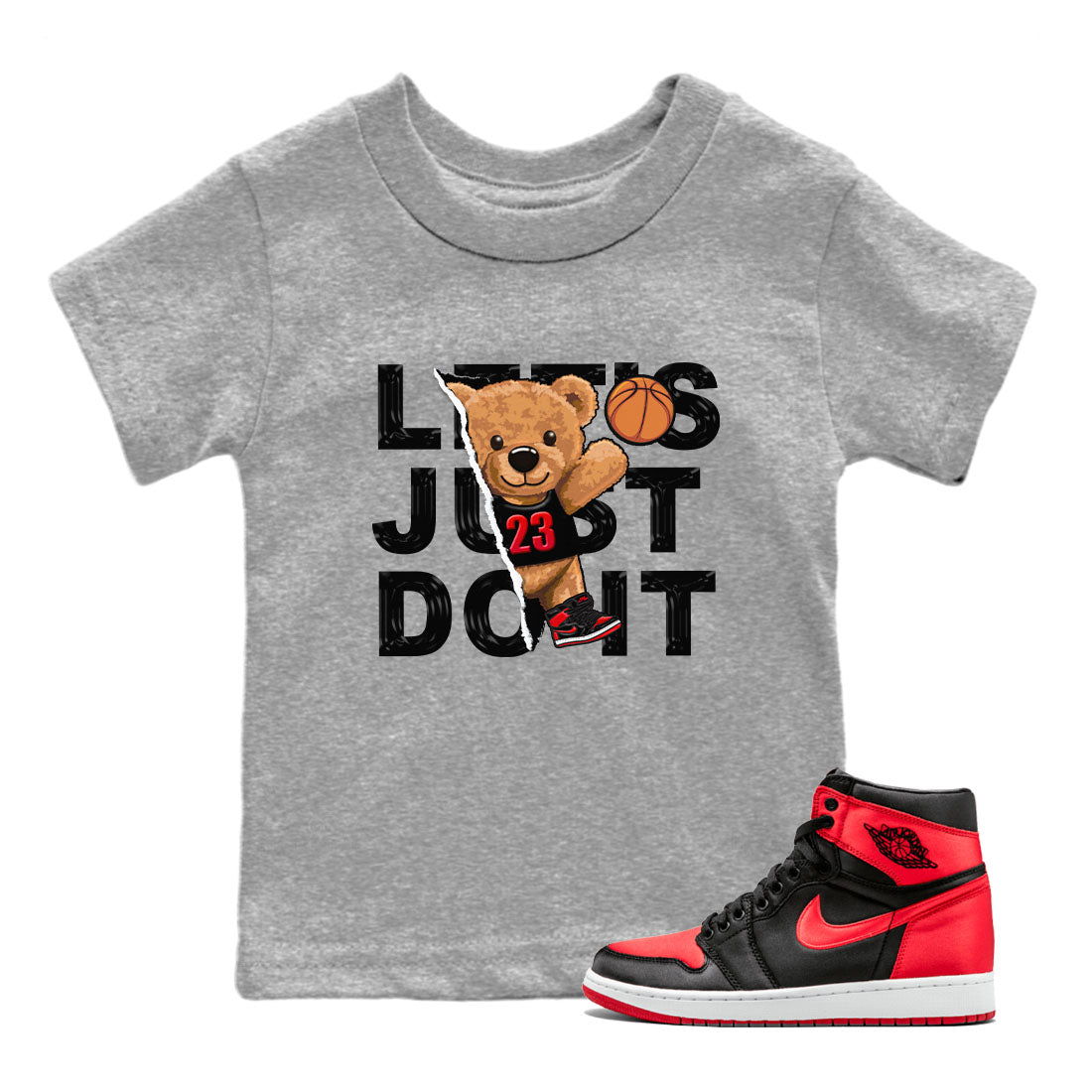 Rip Out Bear snkmatch Tee Kids - Air Jordan 1 Satin Bred