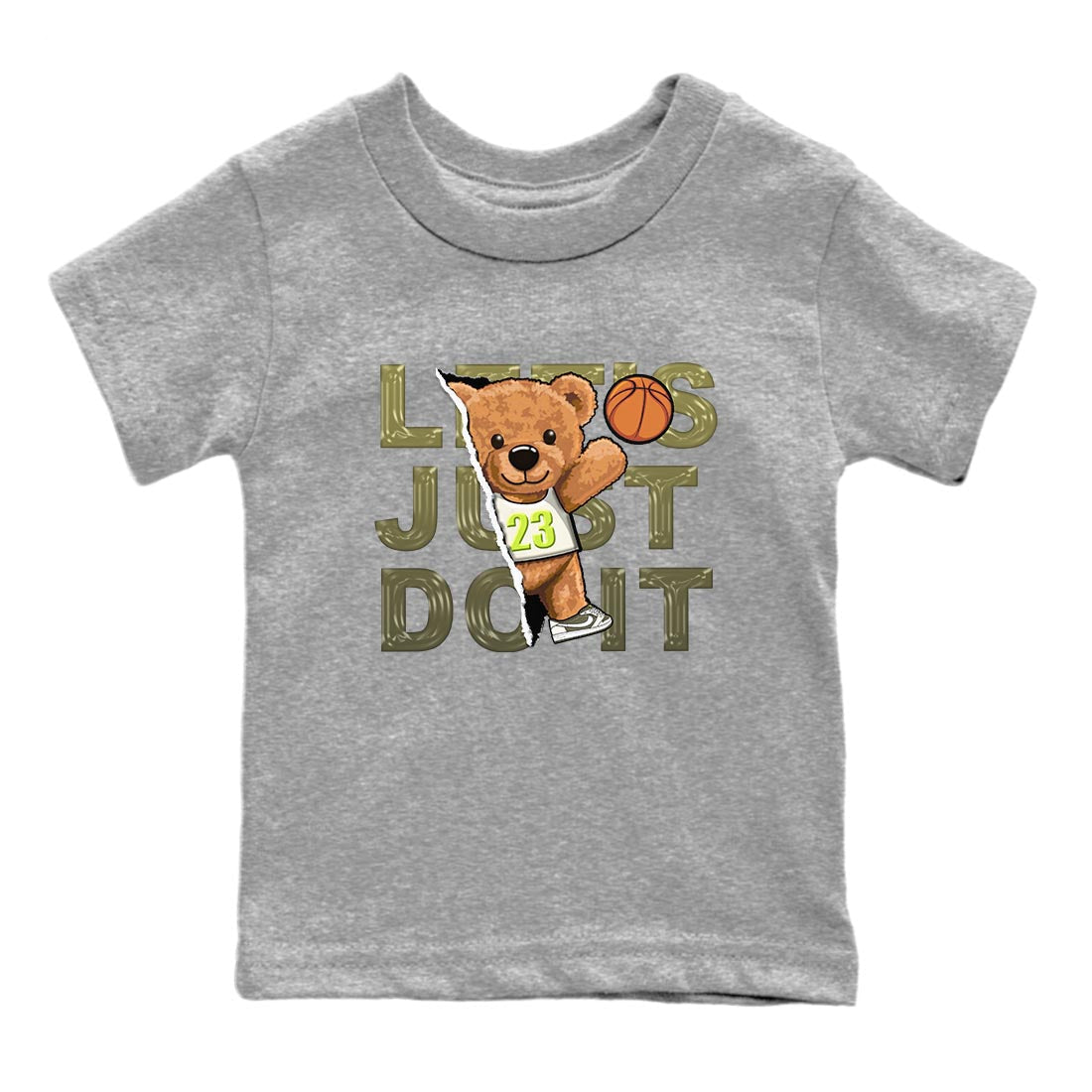 Rip Out Bear snkmatch Tee Kids - Air Jordan 1 Travis Scott Golf Olive