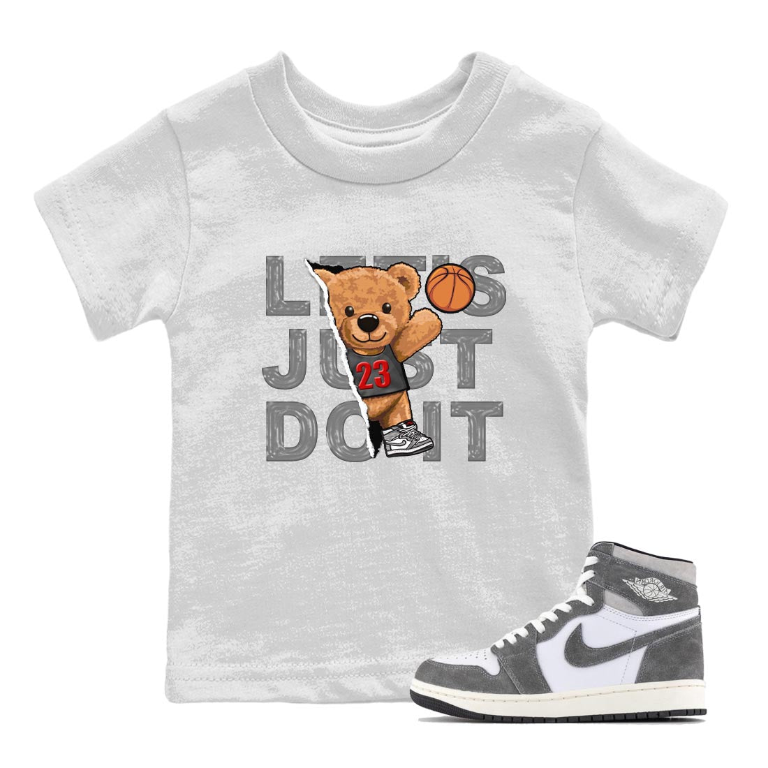Rip Out Bear Kids Tops - Air Jordan 1 Washed Heritage