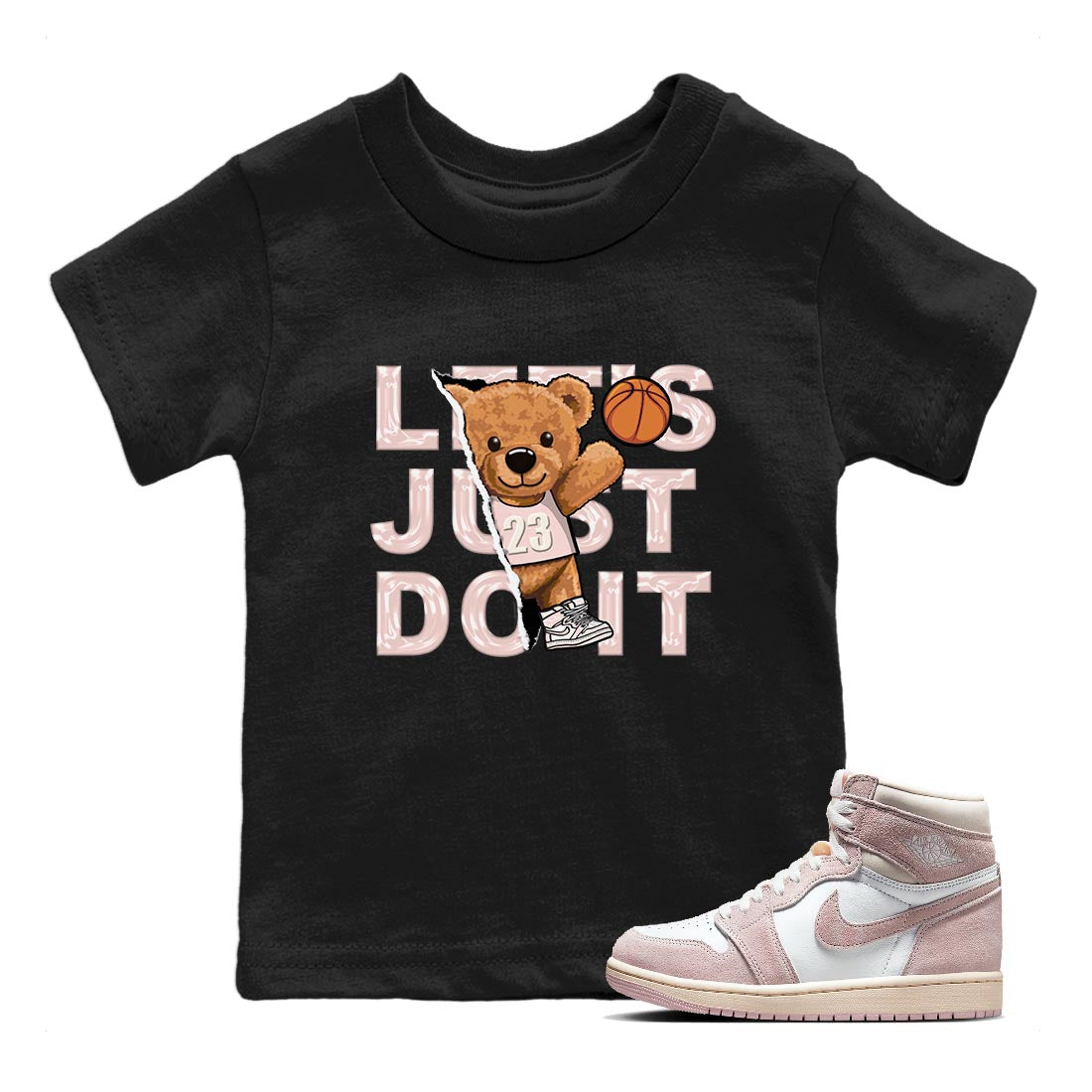 Rip Out Bear Kids Tops - Air Jordan 1 Washed Pink