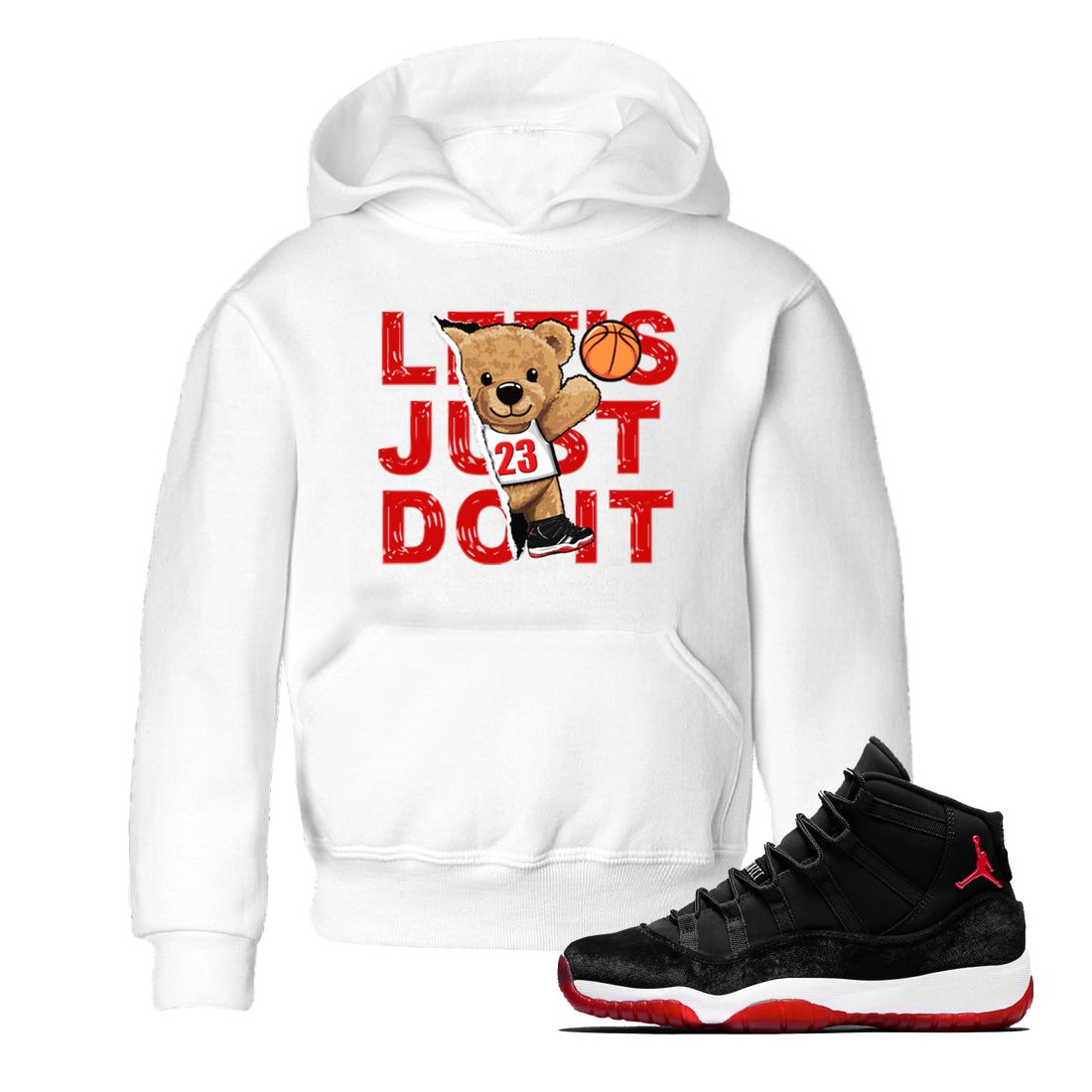Rip Out Bear snkmatch Tees Kids - Air Jordan 11 Bred Velvet