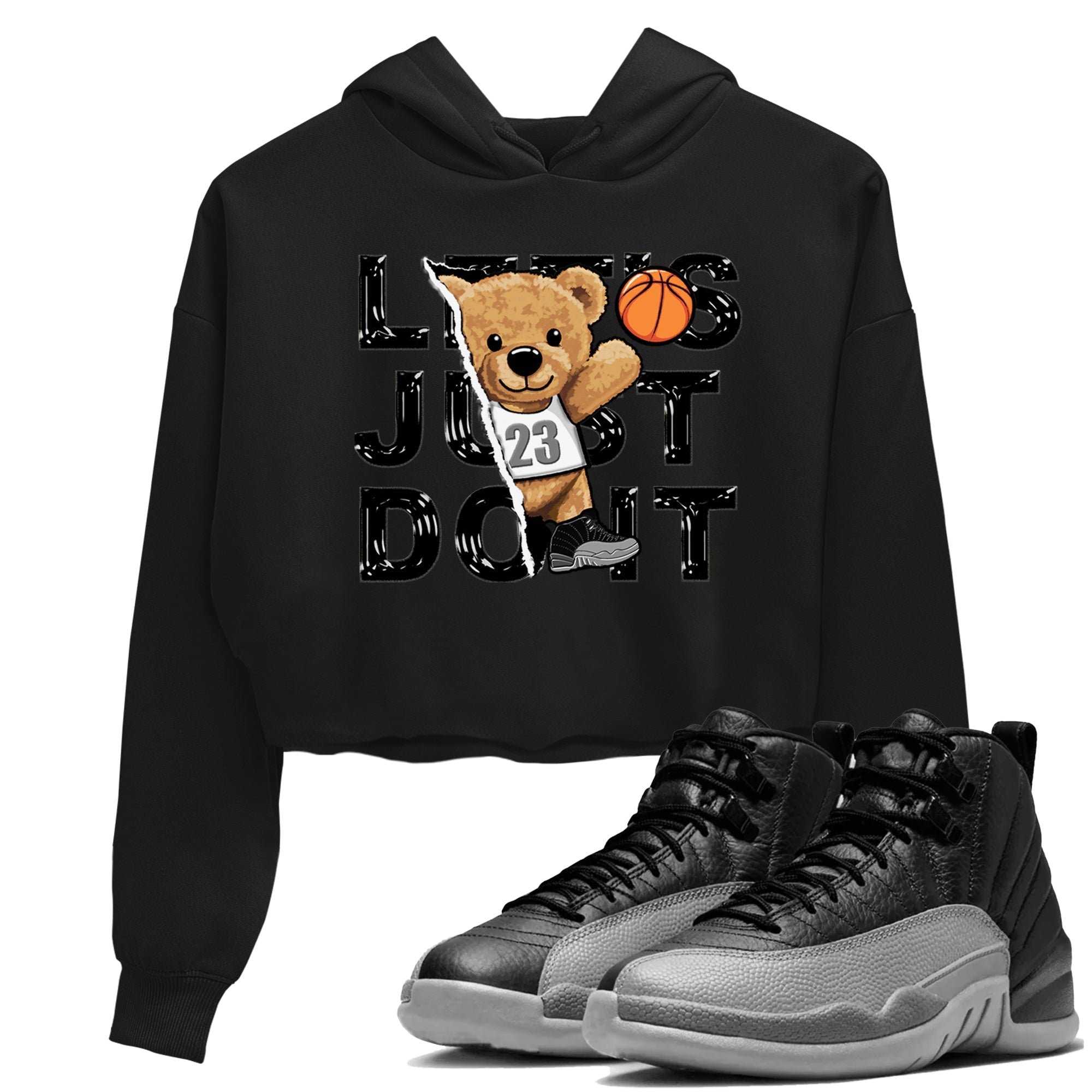 Rip Out Bear snkmatch Women's Top - Air Jordan 12 Black Wolf Grey