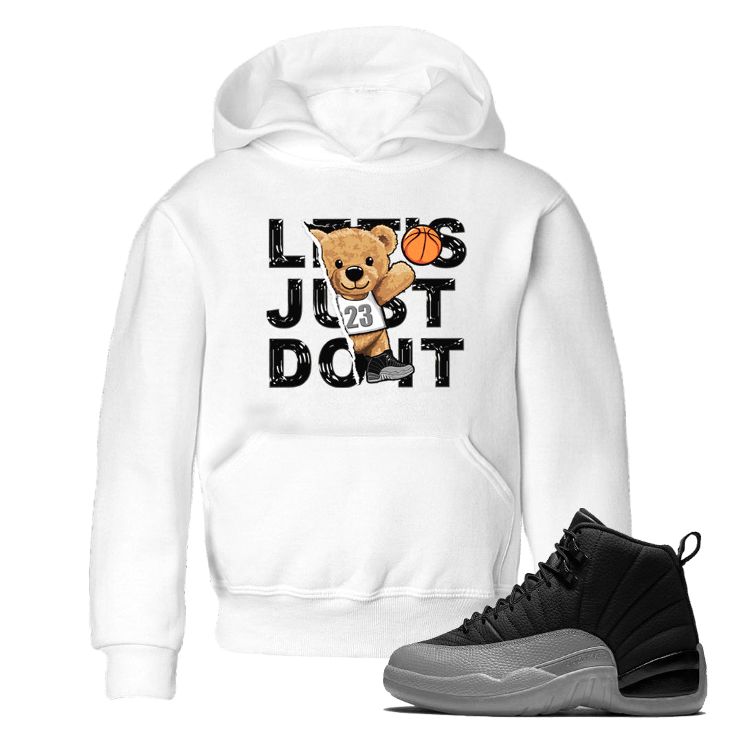 Rip Out Bear snkmatch Tees Kids - Air Jordan 12 Black Wolf Grey