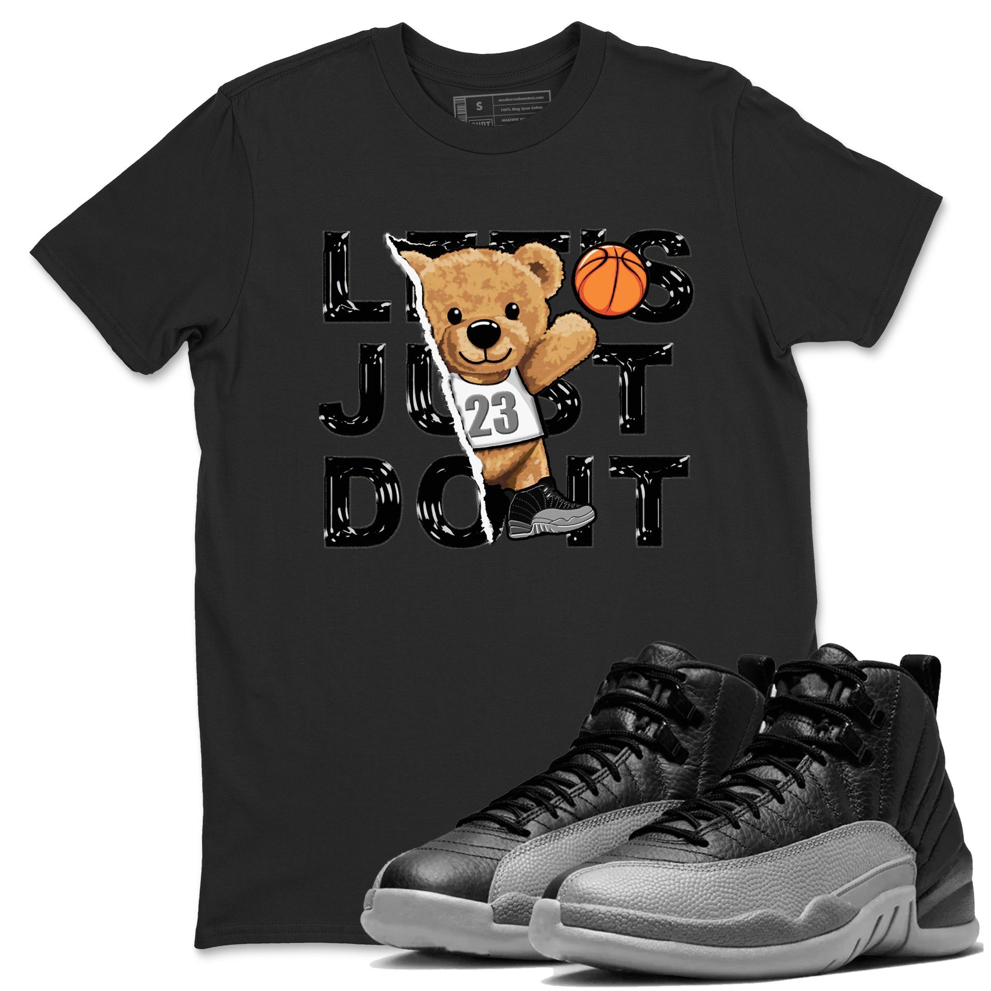 Rip Out Bear snkmatch Tees - Air Jordan 12 Black Wolf Grey