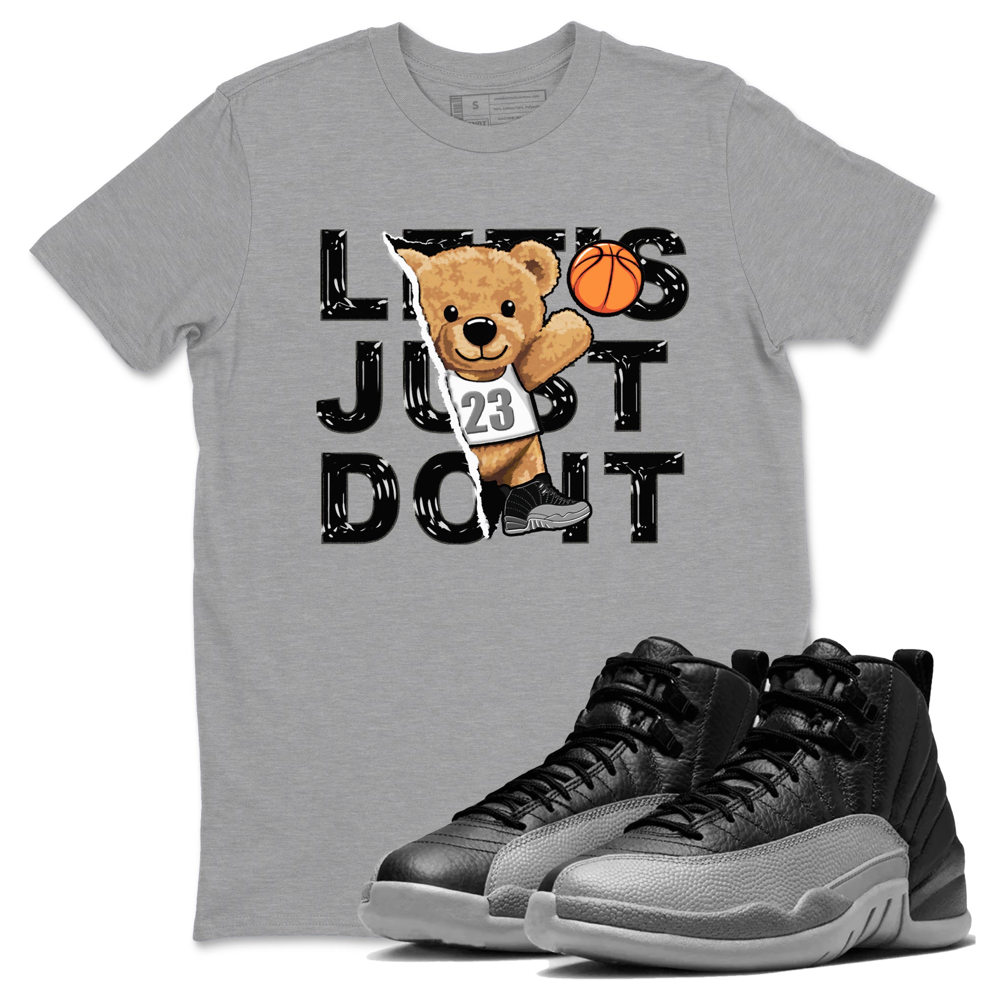 Rip Out Bear snkmatch Tees - Air Jordan 12 Black Wolf Grey