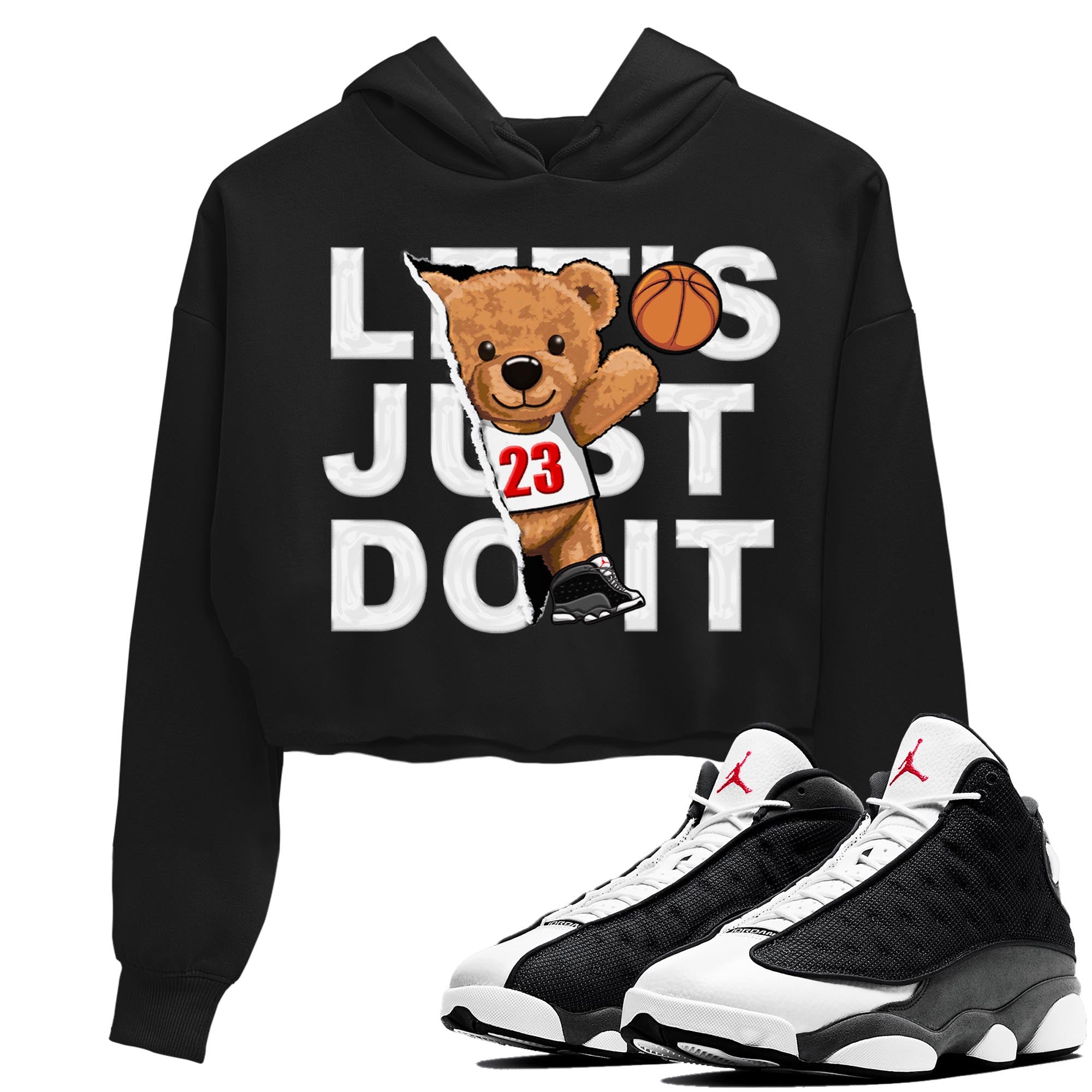Rip Out Bear Women's Tops - Air Jordan 13 Black Flint