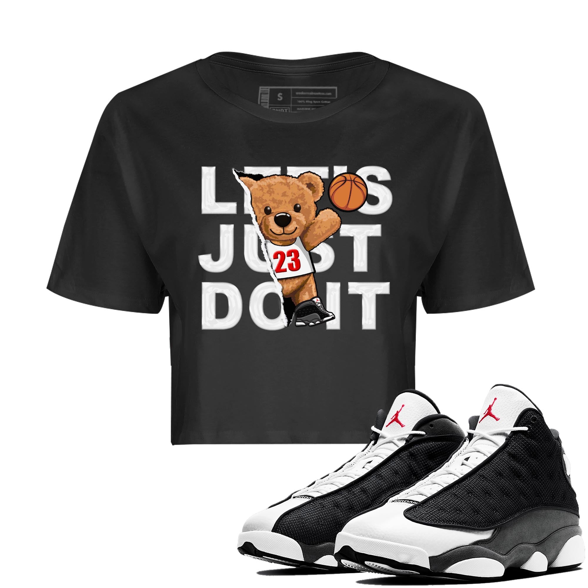 Rip Out Bear Women's Tops - Air Jordan 13 Black Flint