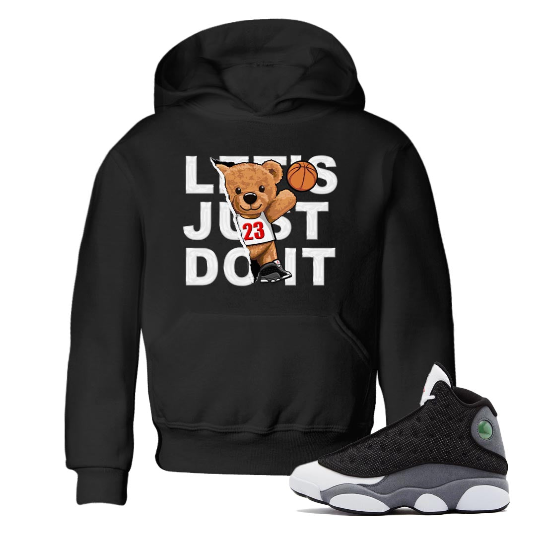 Rip Out Bear Kids Tops - Air Jordan 13 Black Flint