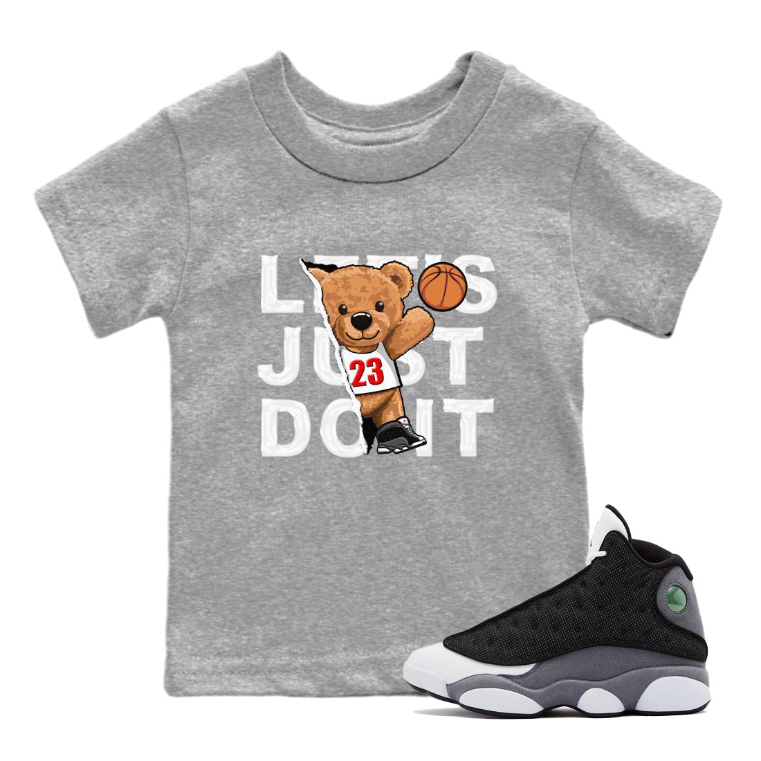 Rip Out Bear Kids Tops - Air Jordan 13 Black Flint