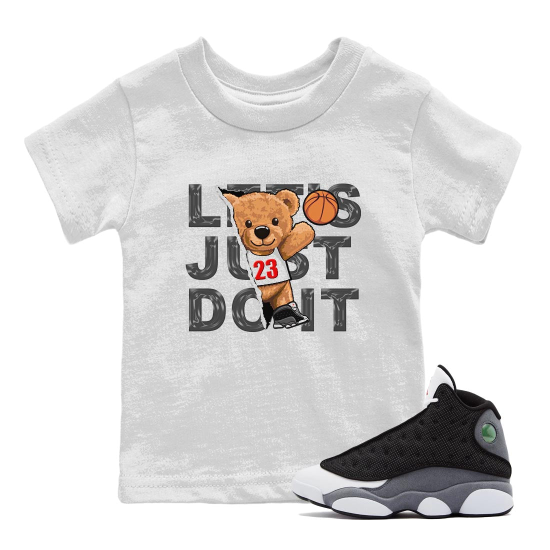Rip Out Bear Kids Tops - Air Jordan 13 Black Flint